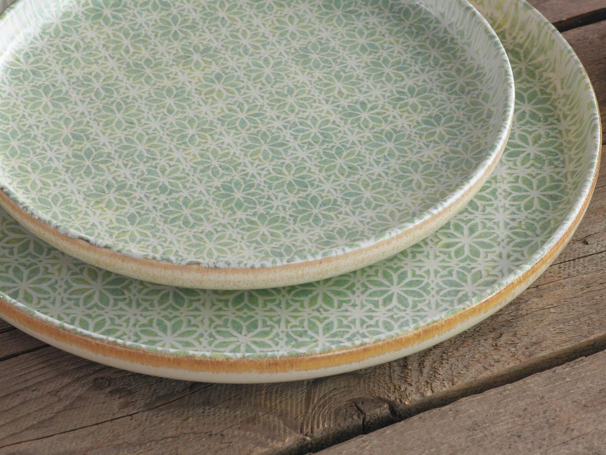 Jedilni Servis Emiliana Green, 12-Delni - krem barve/zelena, Basics, keramika - Creatable