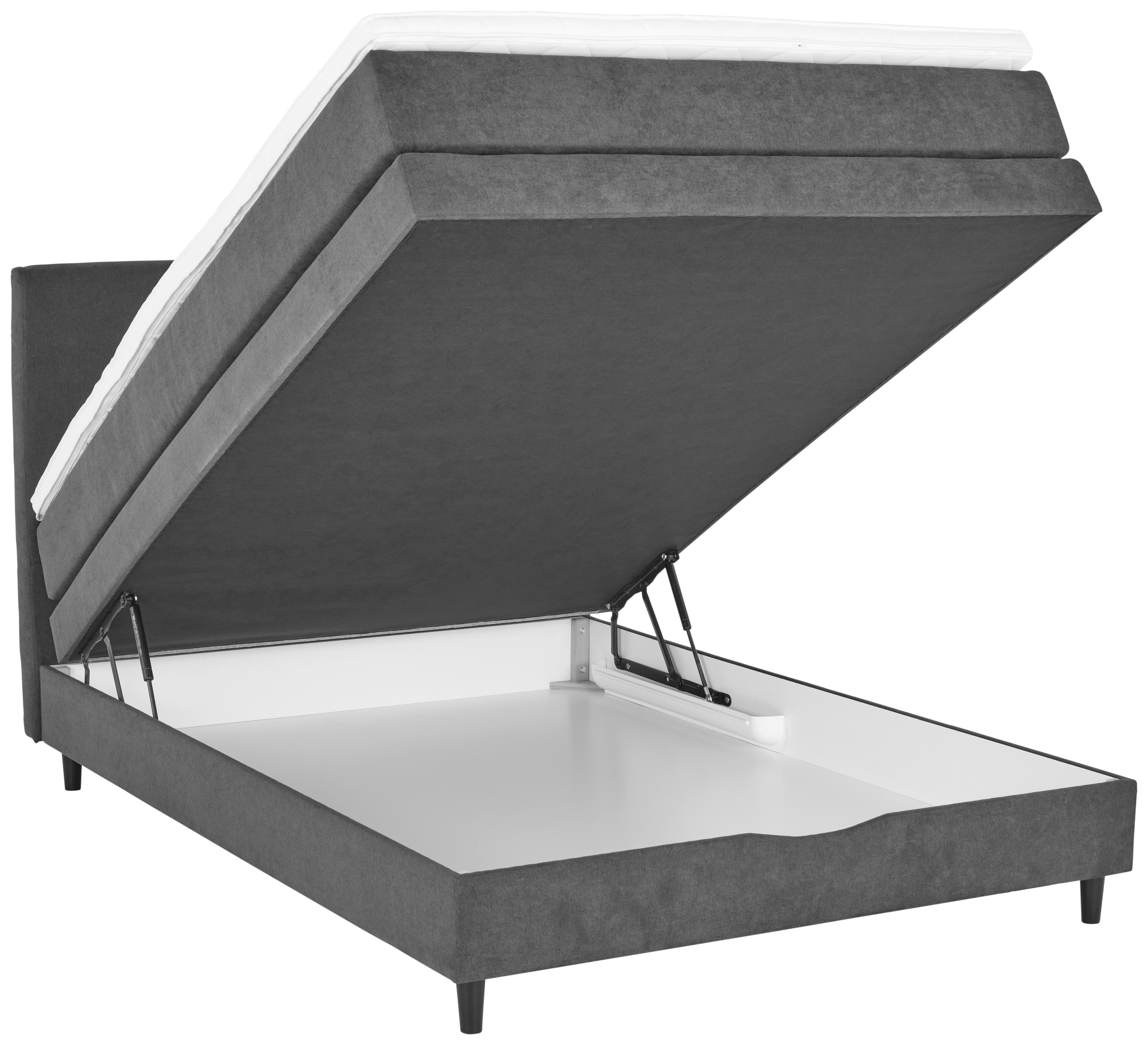 Boxspring Krevet Kleopatra - tamno siva, Konvencionalno, drvni materijal/tekstil (140/200cm) - Modern Living