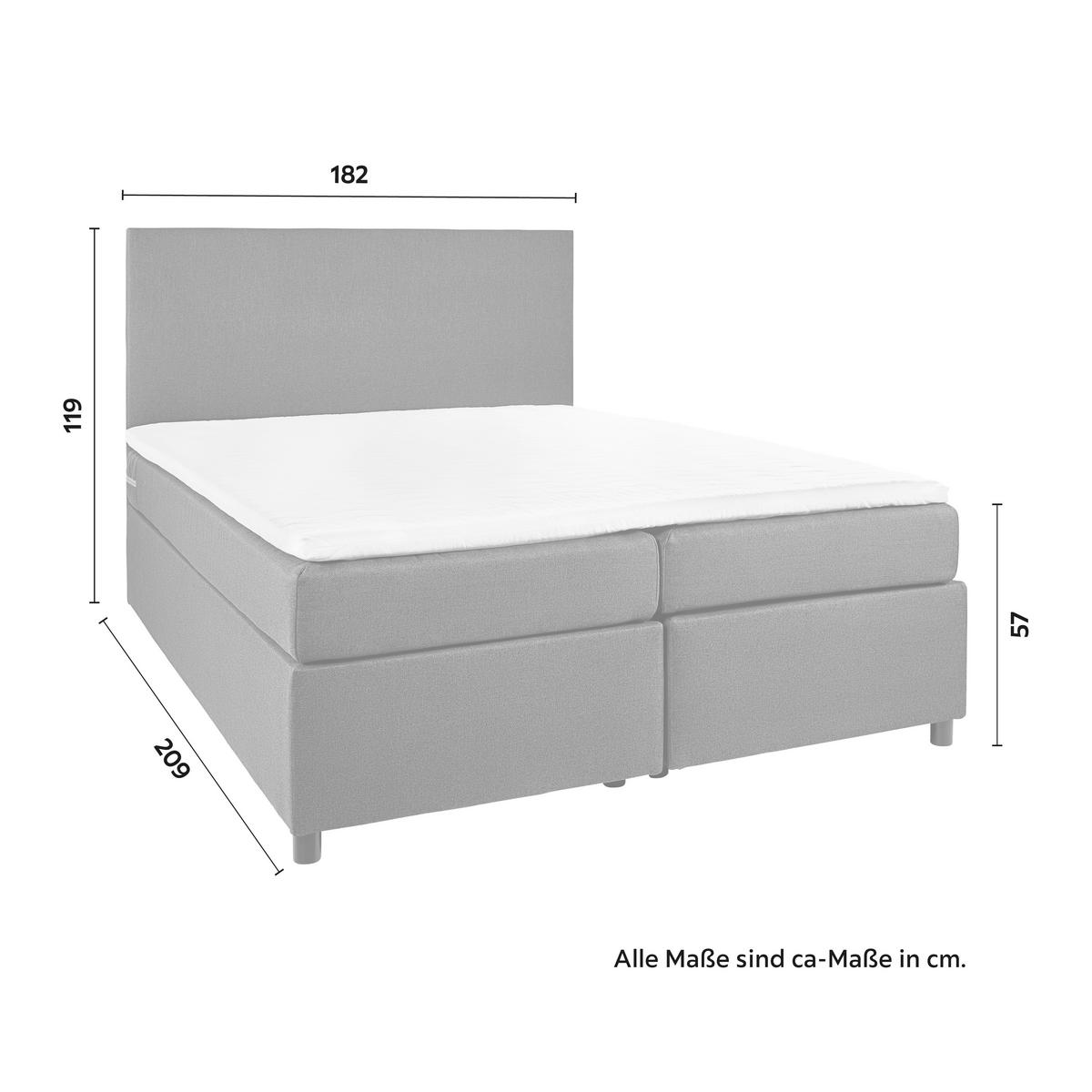 Boxbett Melia Grau ca. 180x200 cm mit Topper - Schwarz/Grau, MODERN, Holz/Holzwerkstoff (180/200cm) - Bessagi Home