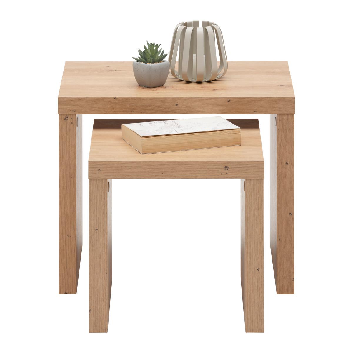 Beistelltischset Twix in Eichefarben, 2-teilig - Eichefarben, MODERN, Holzwerkstoff (44/31/37/31/30cm) - Mömax