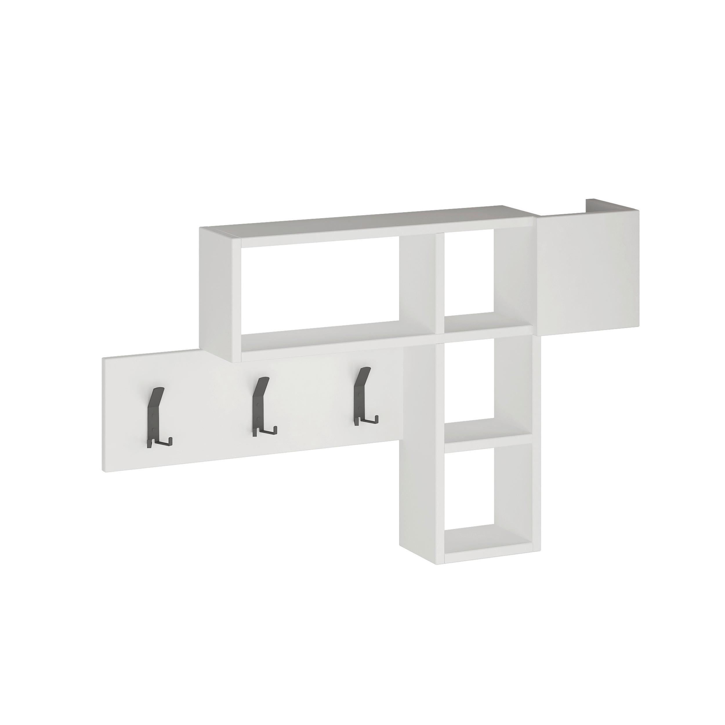 Wandgarderobe Game ca. 99,5x61x15cm Weiß - Weiß, Design, Holzwerkstoff (99.5/61/15cm) - Livetastic