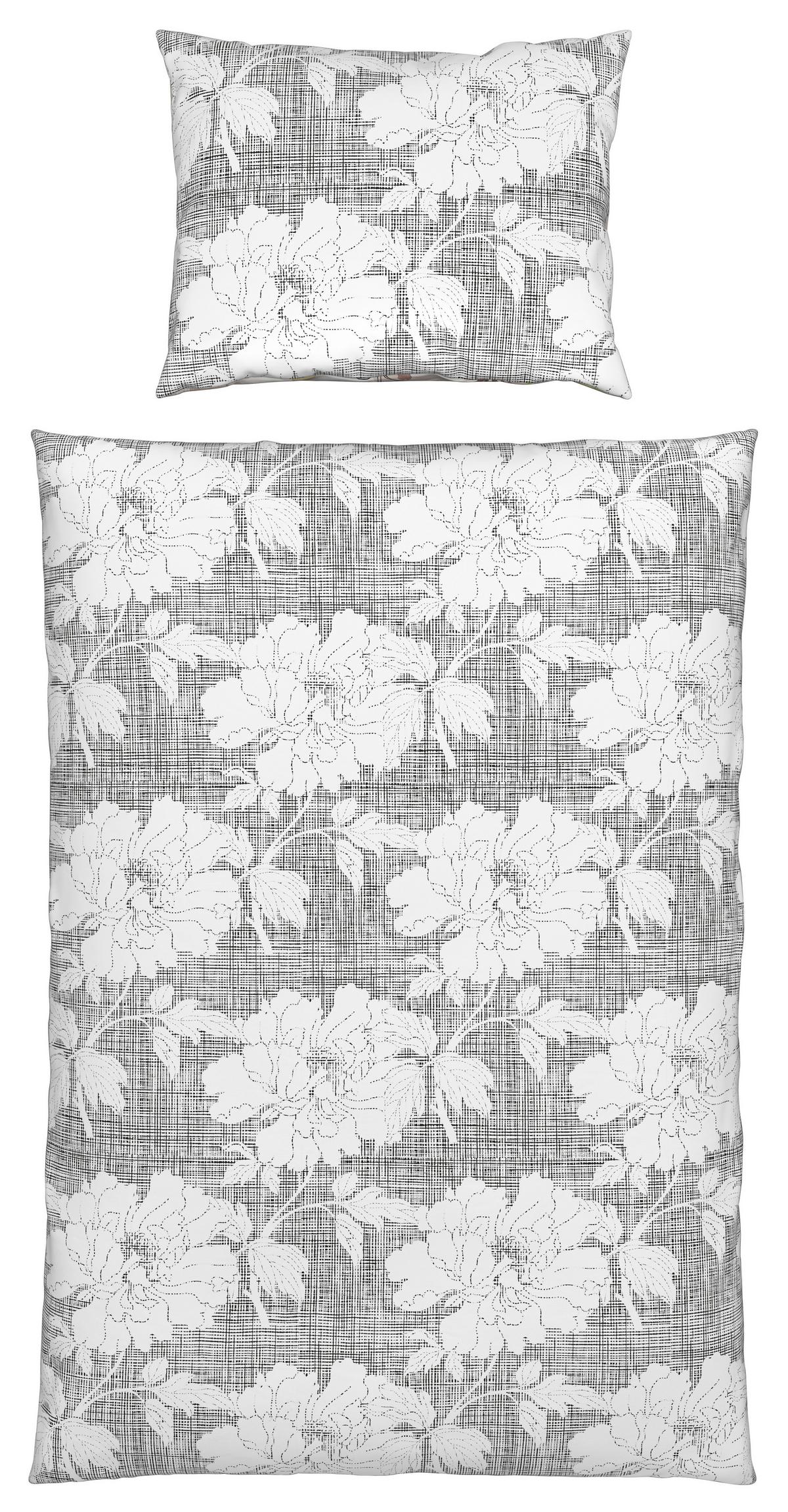 Bettwäsche Gundi XL Schwarz/Weiß ca. 140x220cm - Schwarz/Weiß, ROMANTIK / LANDHAUS, Textil (140/220cm) - Mömax