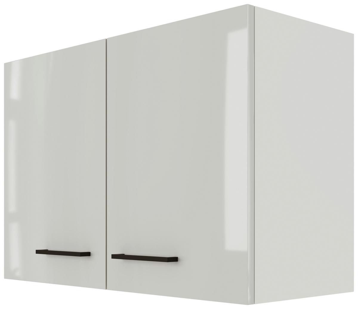 Küchenoberschrank in Lichtgrau glänzend - Schwarz/Grau, MODERN, Holzwerkstoff/Metall (80/54/32cm) - FlexWell