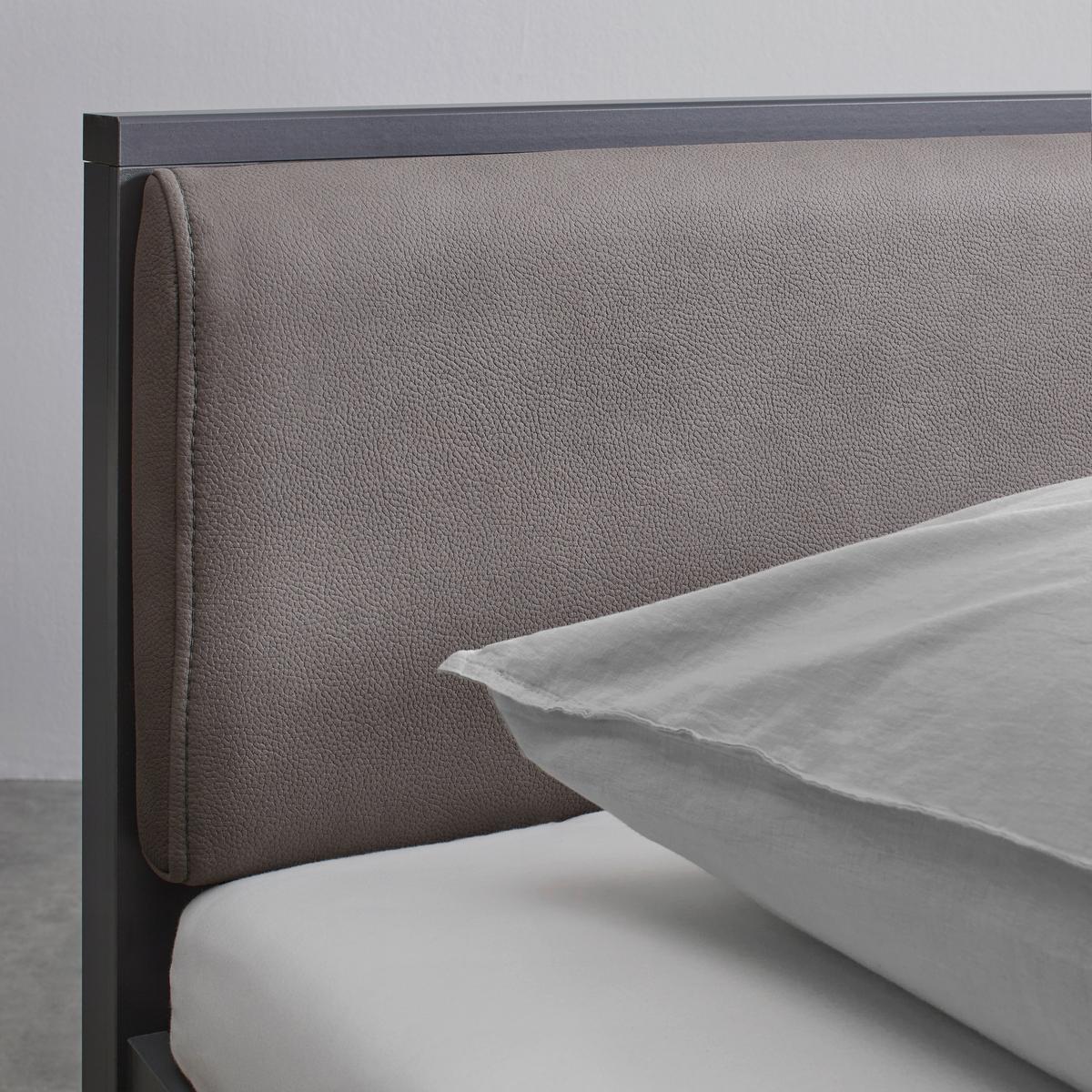 Pat tapițat Mariello 140/200 antracit/maro deschis - antracit/maro deschis, Modern, lemn/textil (140/200cm) - Bessagi Home