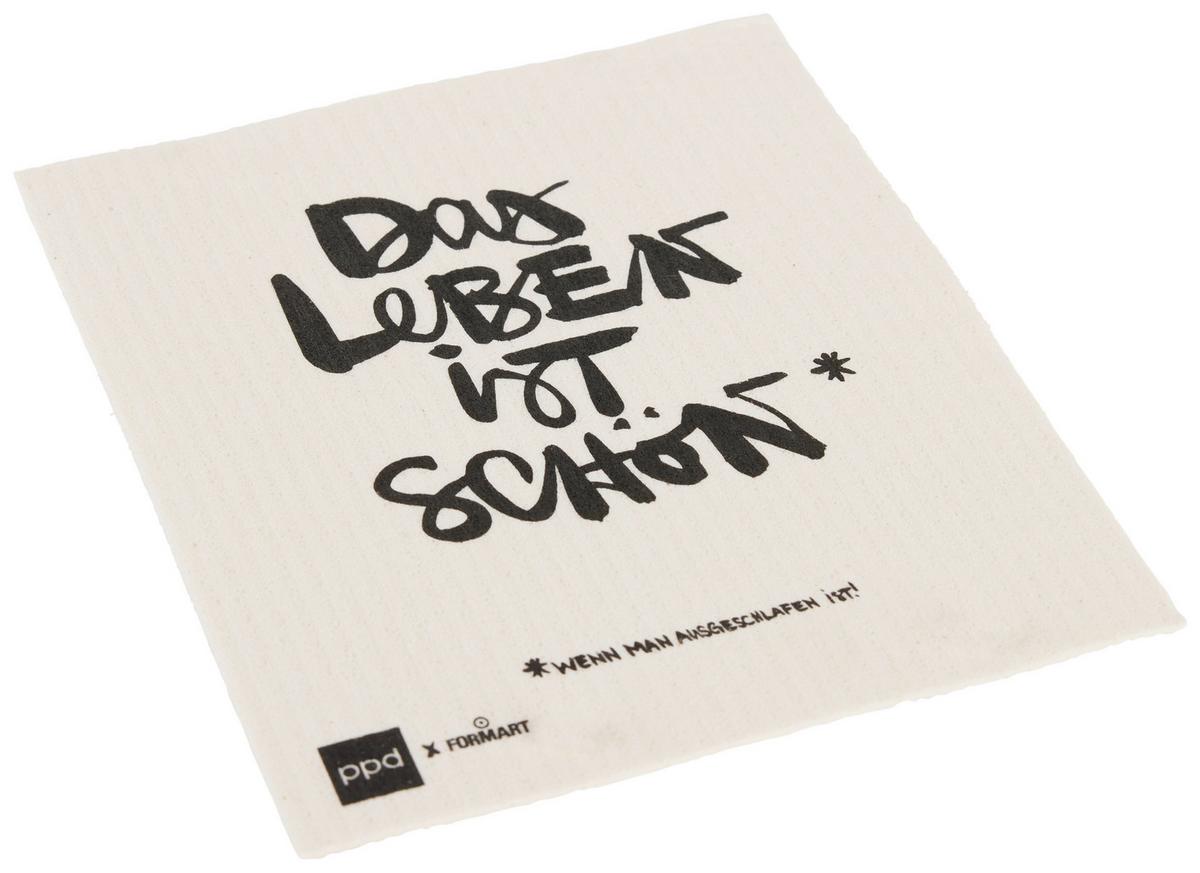 Schwammtuch Peter in Schwarz/Weiß ca. 20x17cm - Schwarz/Weiß, Textil (20/17cm)