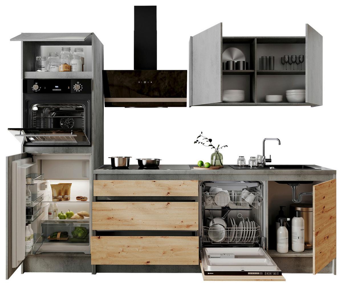 Konyhablokk Gépek Nélkül Troja Zb 273 Chrom-F - Artisan tölgy/antracit, Design, faalapú anyag (273cm)