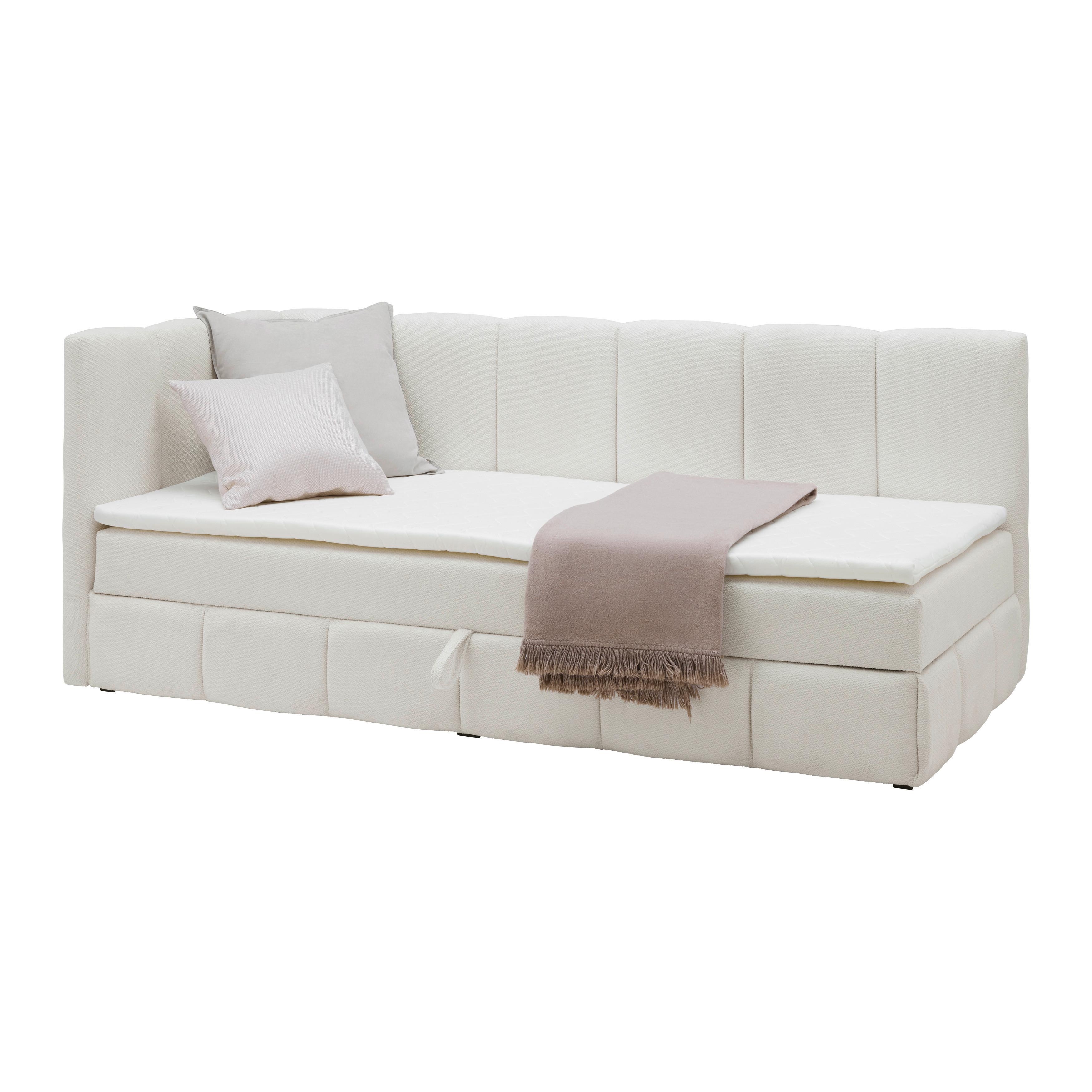 Bett Luna Beige ca. 100x200cm - Beige/Schwarz, MODERN, Holz/Kunststoff (100/200cm) - Mömax