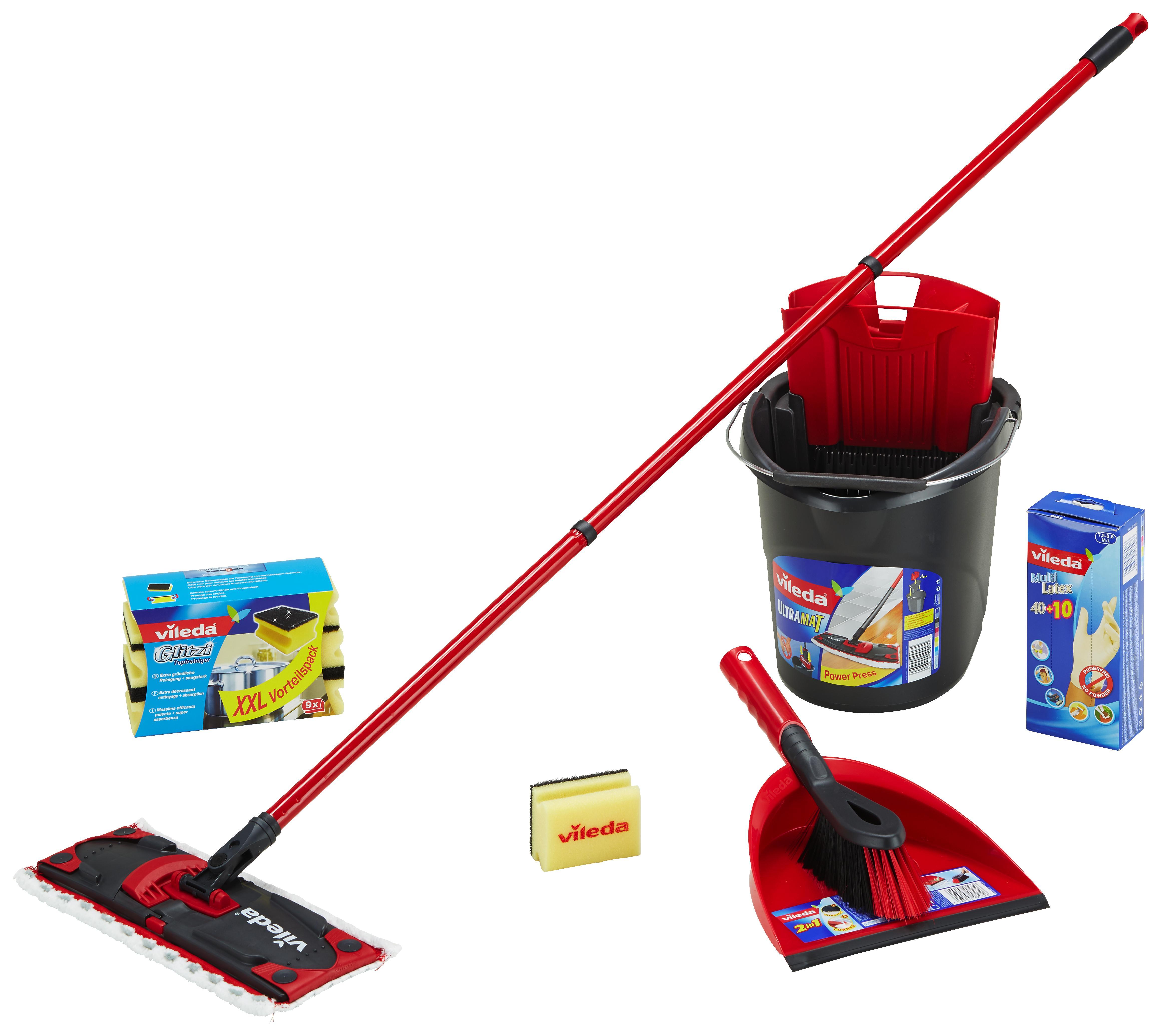 Reiniguungsset Ultramat Starter Set, 5-teilig - Gelb/Rot, KONVENTIONELL, Kunststoff/Textil (28,5/29/45cm) - Vileda