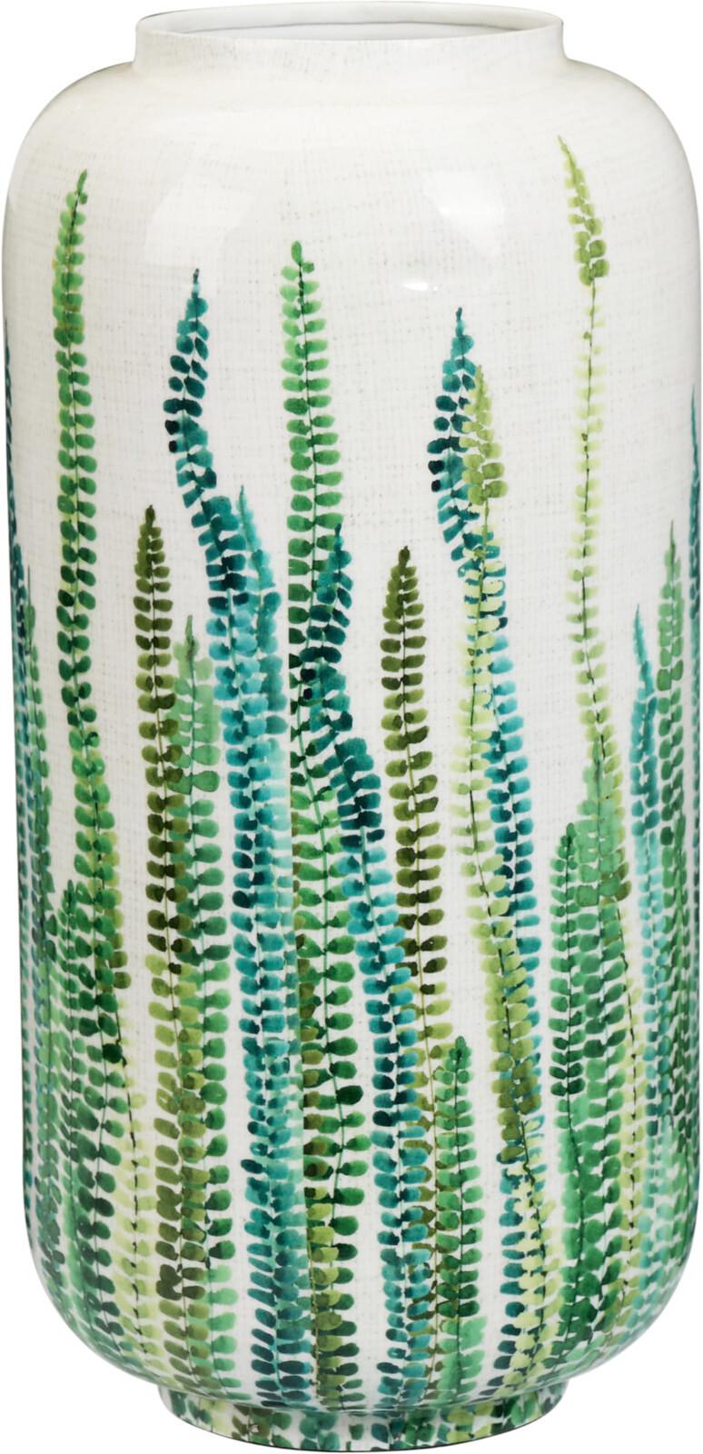 Váza Leaf Print - fehér, Modern, fém (20/41,5cm)