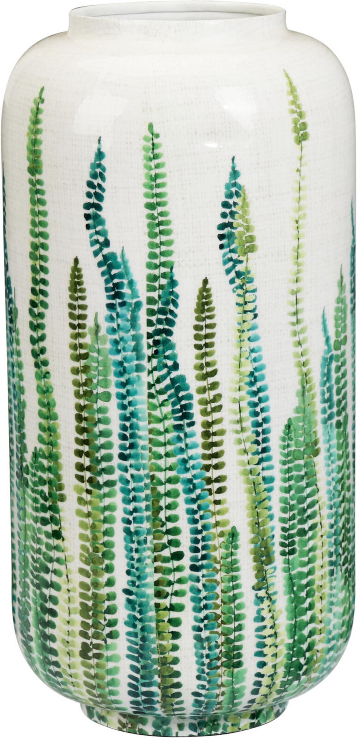 Váza Leaf Print - fehér, Modern, fém (20/41,5cm)