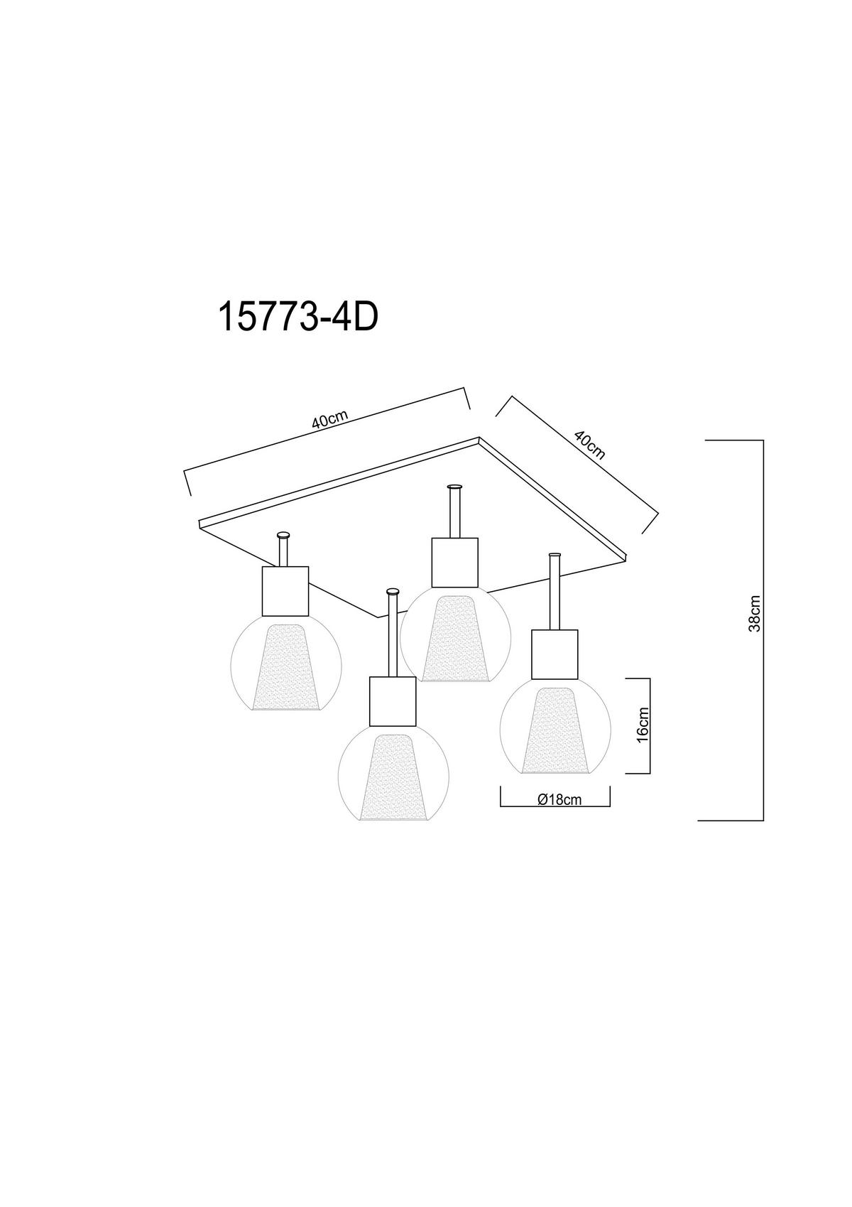 Stropna Svjetiljka Barry - tamno smeđa/prozirno, Basics, staklo/drvni materijal (43/43/38cm) - Globo