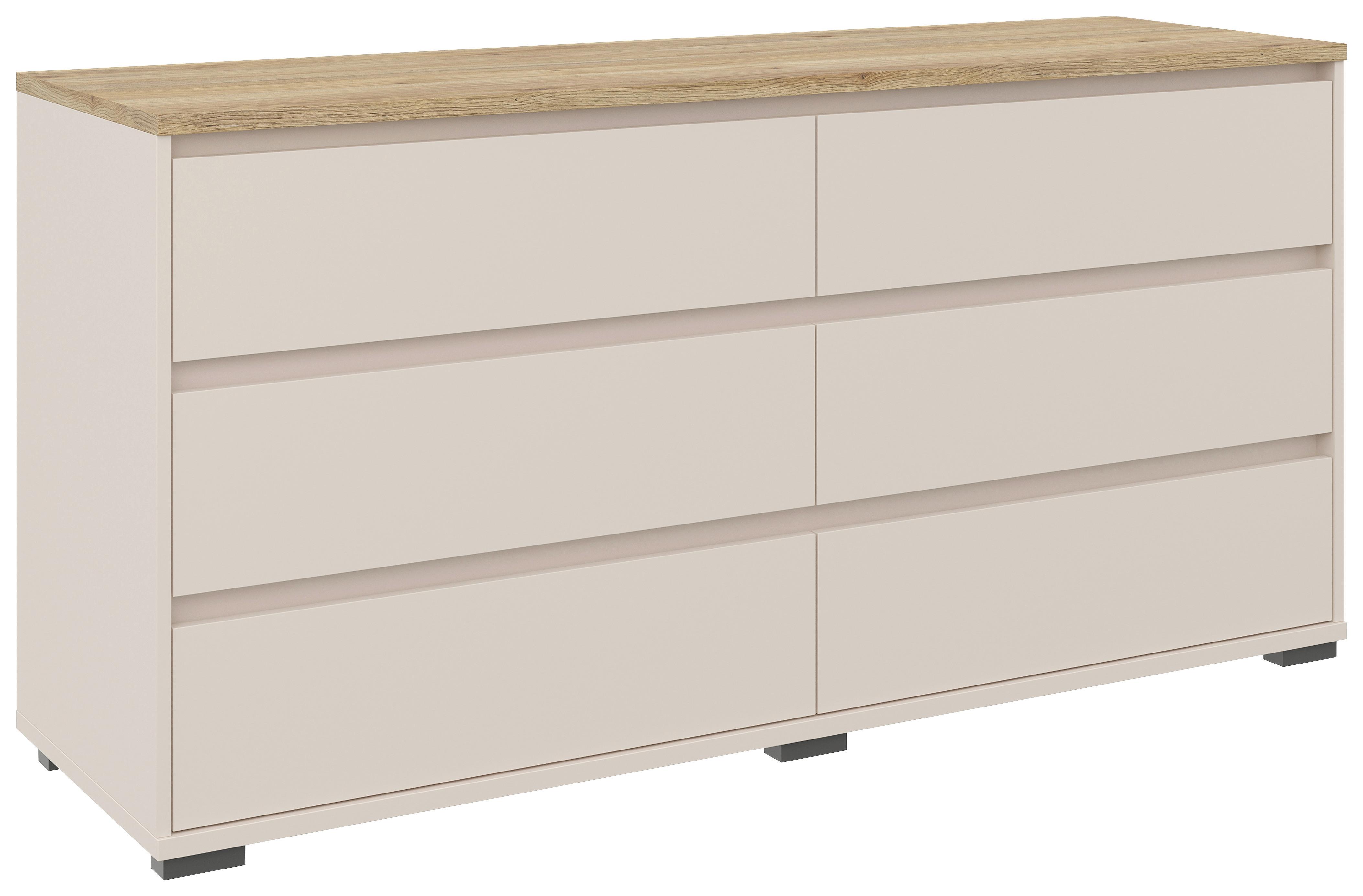 KOMODA SZEROKA LINE - kolor dębowy/antracytowy, Design, materiał drewnopochodny/tworzywo sztuczne (160,1/78,9/48cm) - Carryhome