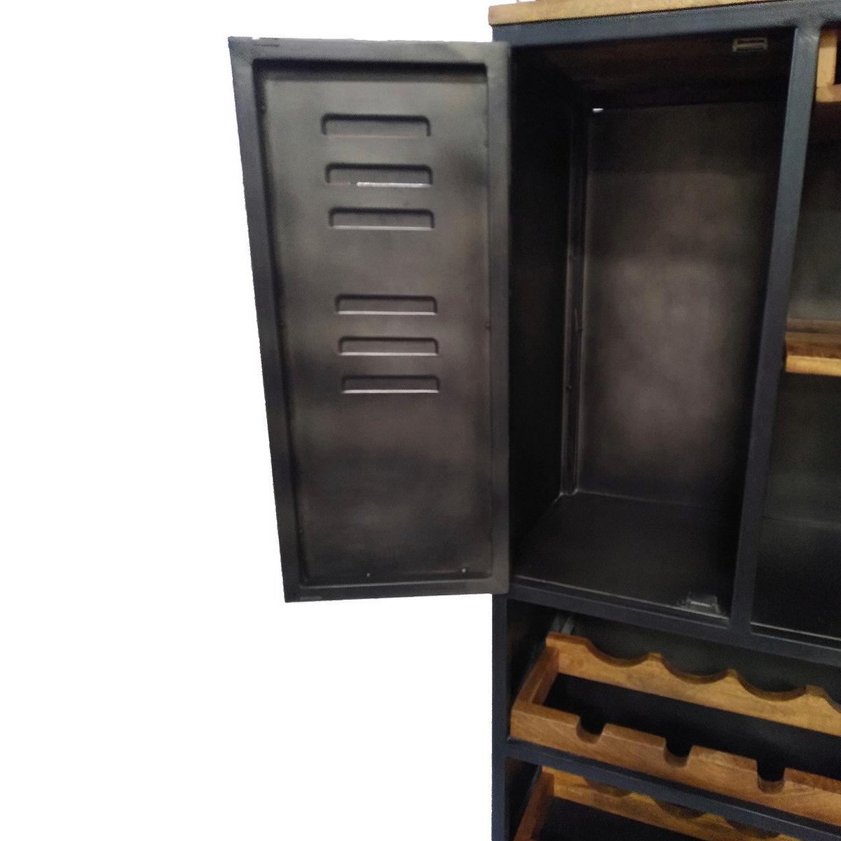 Barschrank Montana ca. 72x183 cm Stahl/Mangoholz - Schwarz/Braun, LIFESTYLE, Holz/Metall (72/183/42cm) - MID.YOU
