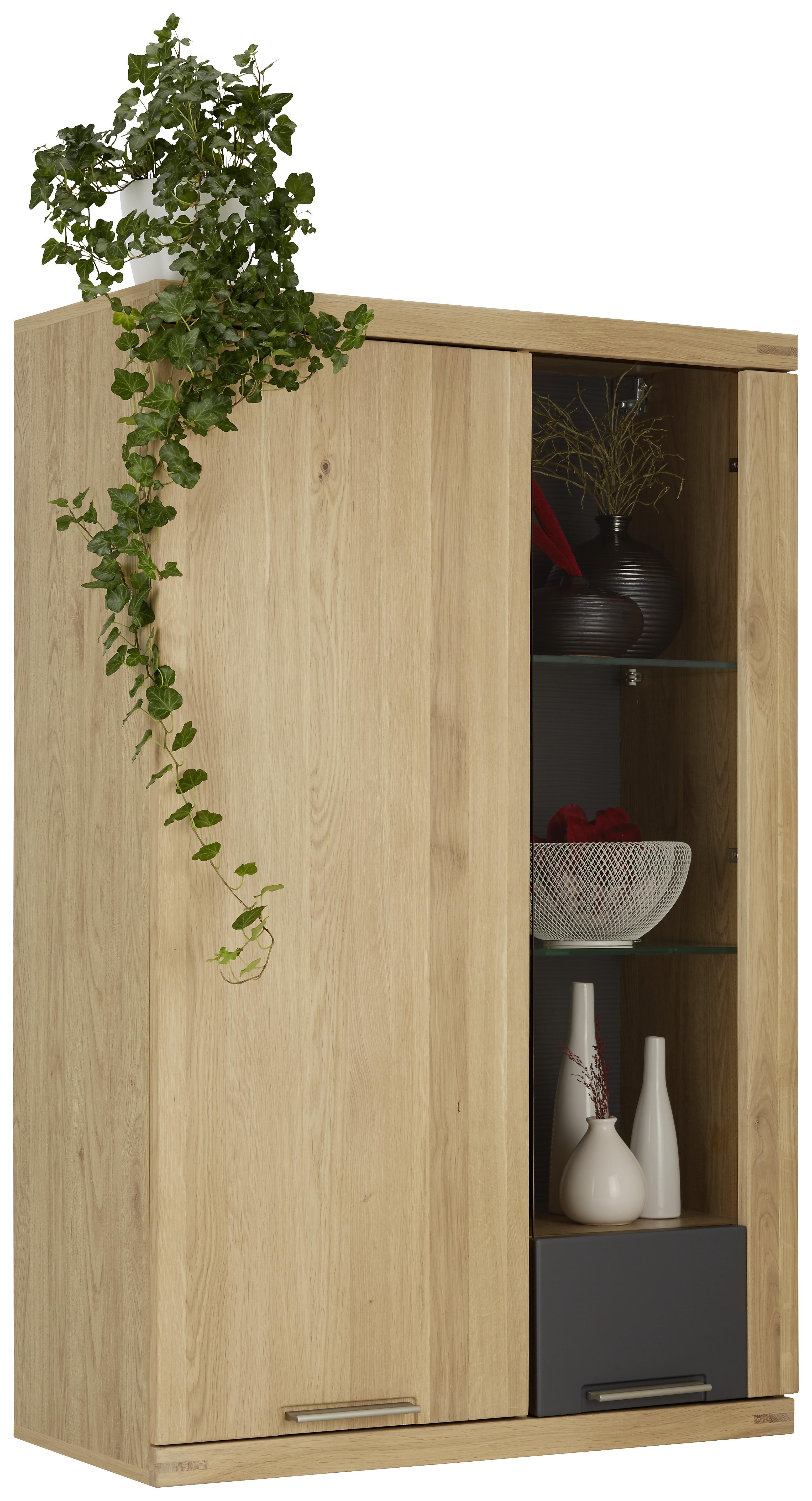 Hängeelement in Eichefarben - Eichefarben/Graphitfarben, KONVENTIONELL, Glas/Holz (80/124/37cm) - Zandiara