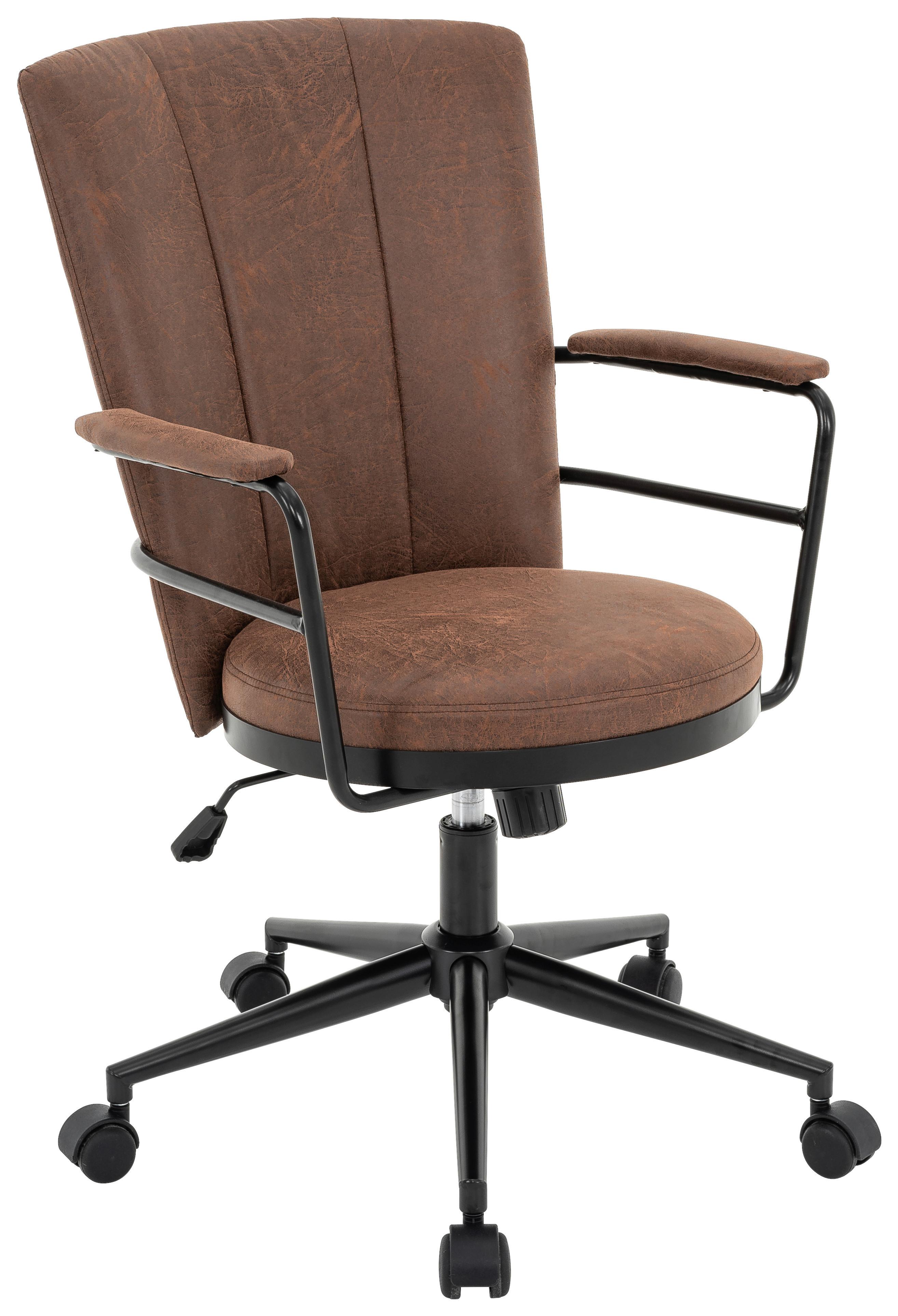 KRZESŁO OBROTOWE KONNY - czarny/brązowy, Design, tworzywo sztuczne/metal (64/89,5-97,5/64cm) - Carryhome