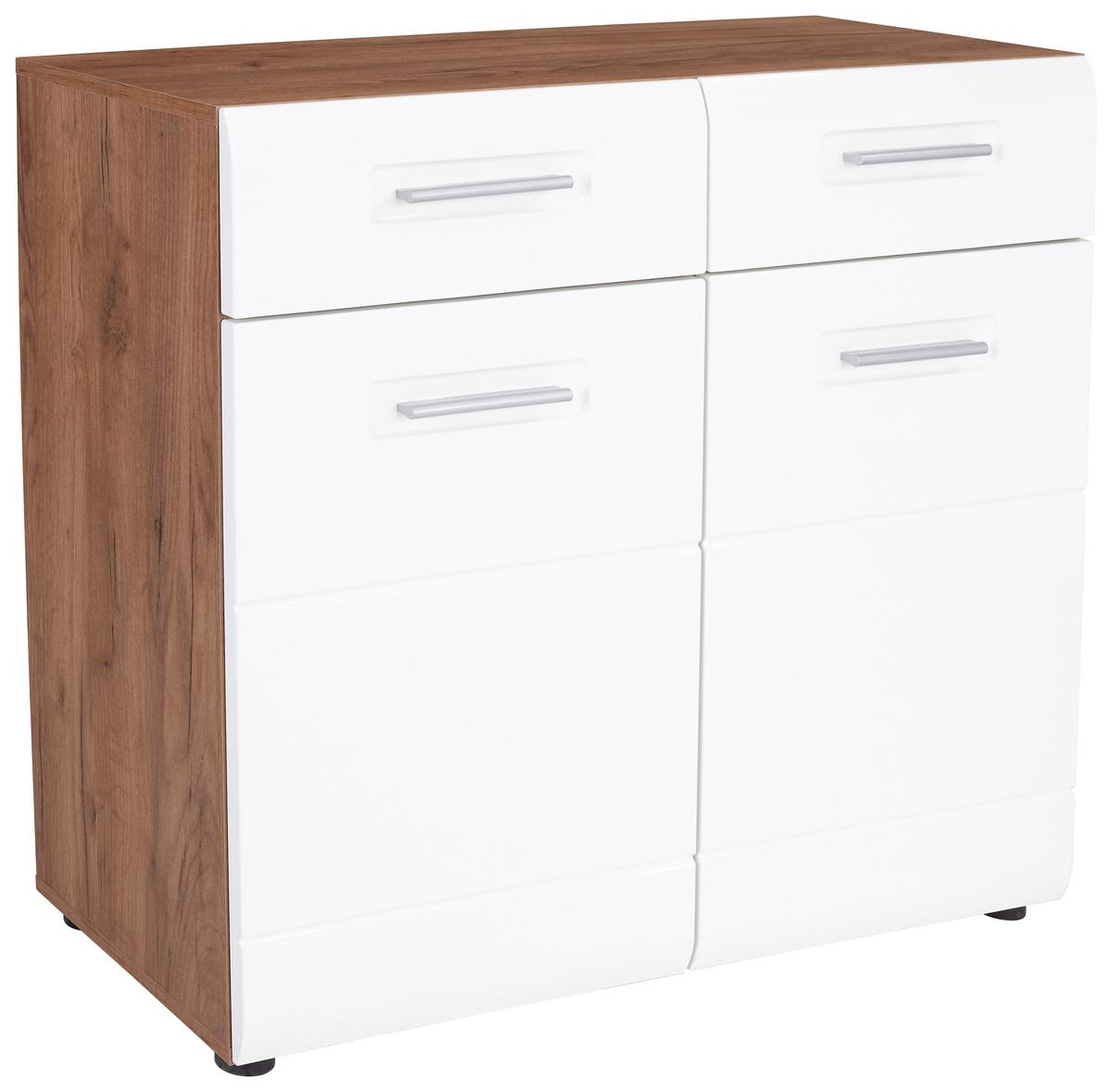 Komoda Avensis New, Bela, Barva Hrasta - črna/barve hrasta, Konvencionalno, umetna masa/leseni material (90/85,4/37cm) - Mömax