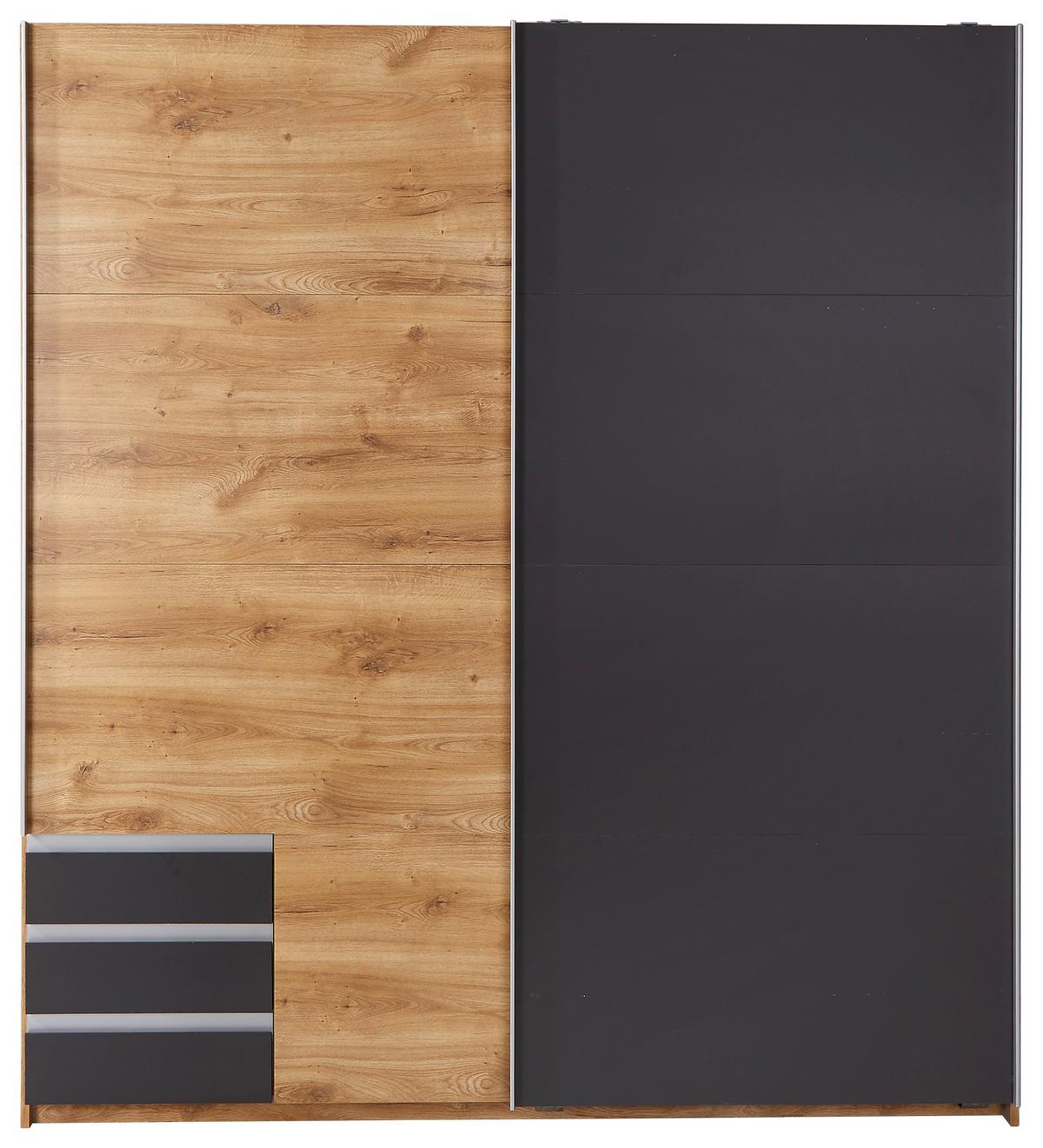 DULAP USI ROTATIVE EMDEN - culoare lemn stejar/grafit, Modern, material pe bază de lemn (180/198/64cm)