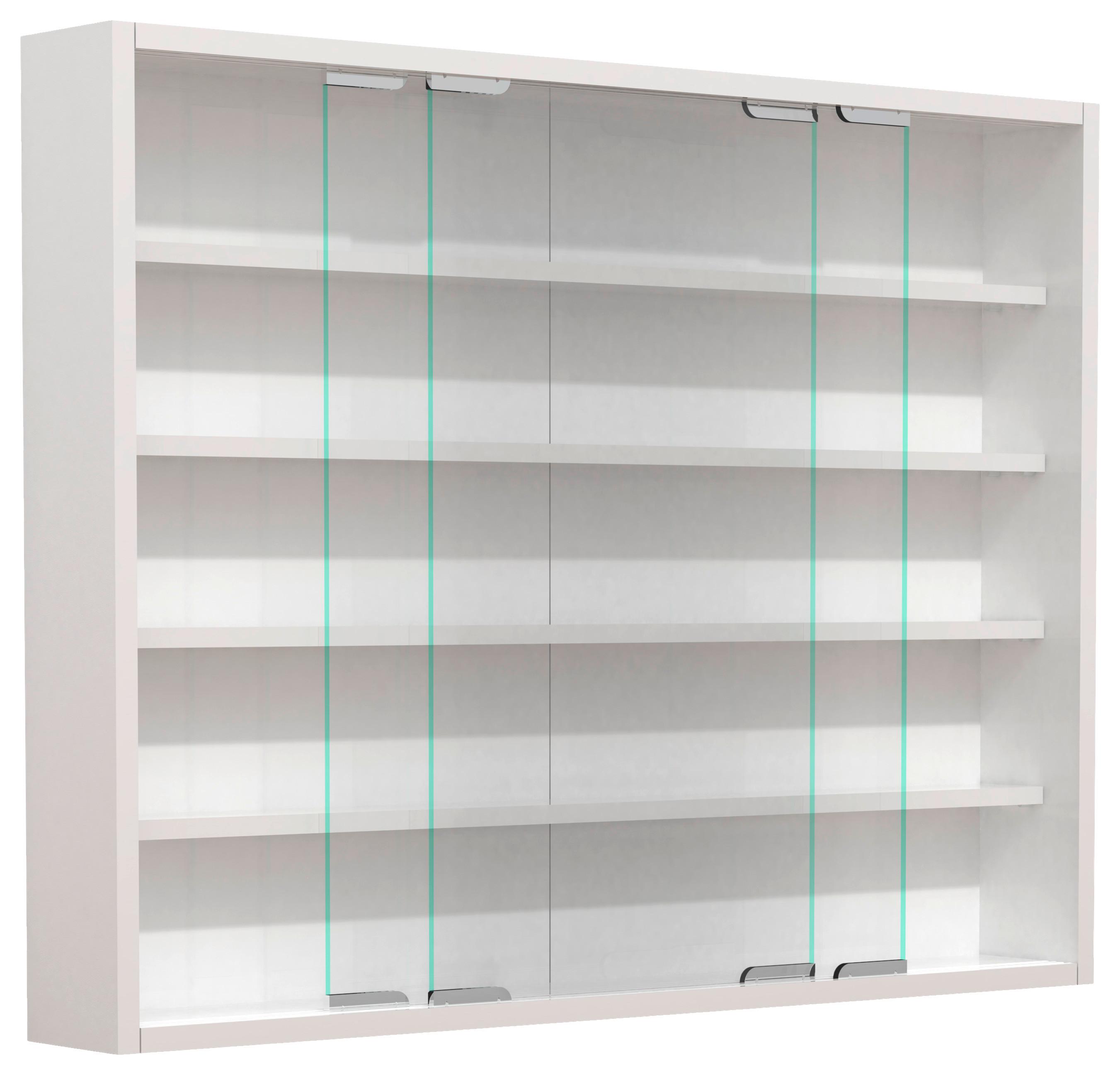 Viseča Vitrina Agisa L, Bela - srebrne barve/bela, Moderno, steklo/leseni material (77/60/10cm) - MID.YOU