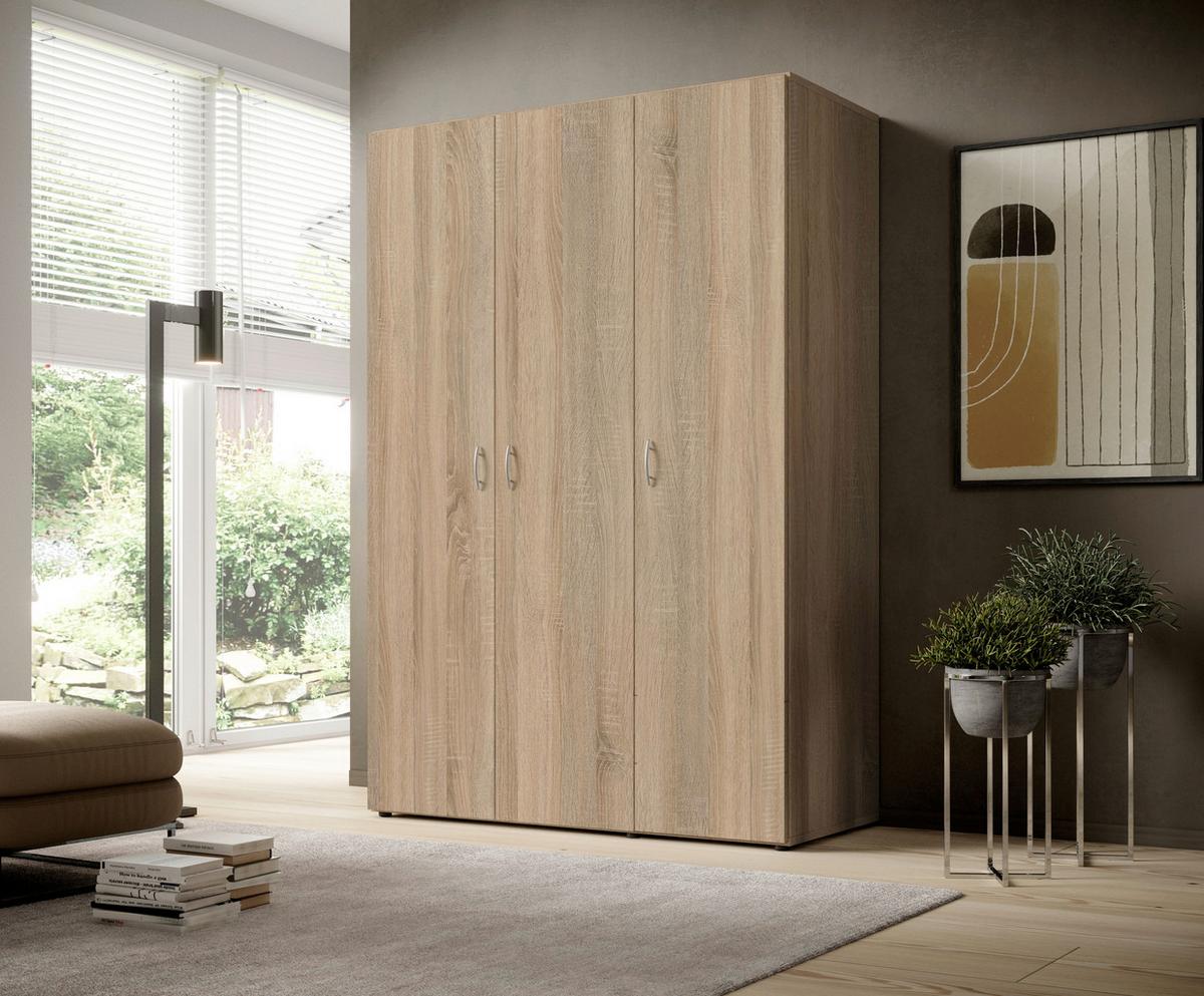 Kleiderschrank Joe Sonoma Eiche - Alufarben/Sonoma Eiche, Konventionell, Holzwerkstoff/Kunststoff (121/177/51cm) - Based