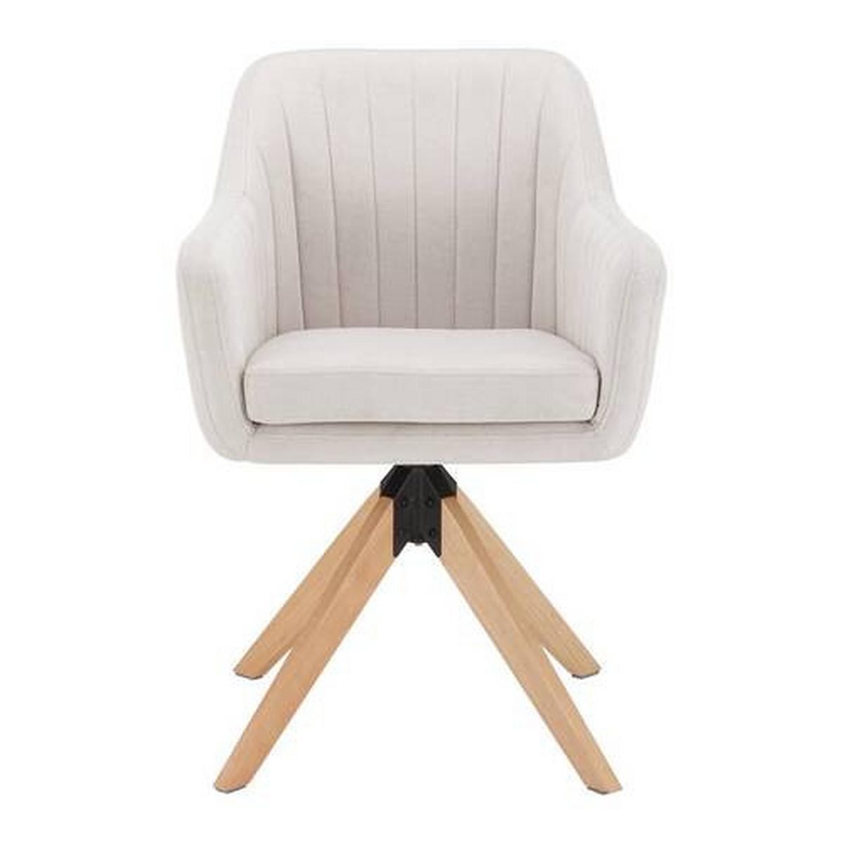Armlehnstuhl Lucita Beige Samt Drehbar Gepolstert - Beige/Naturfarben, MODERN, Holz/Textil (58/87/60cm) - Bessagi Home