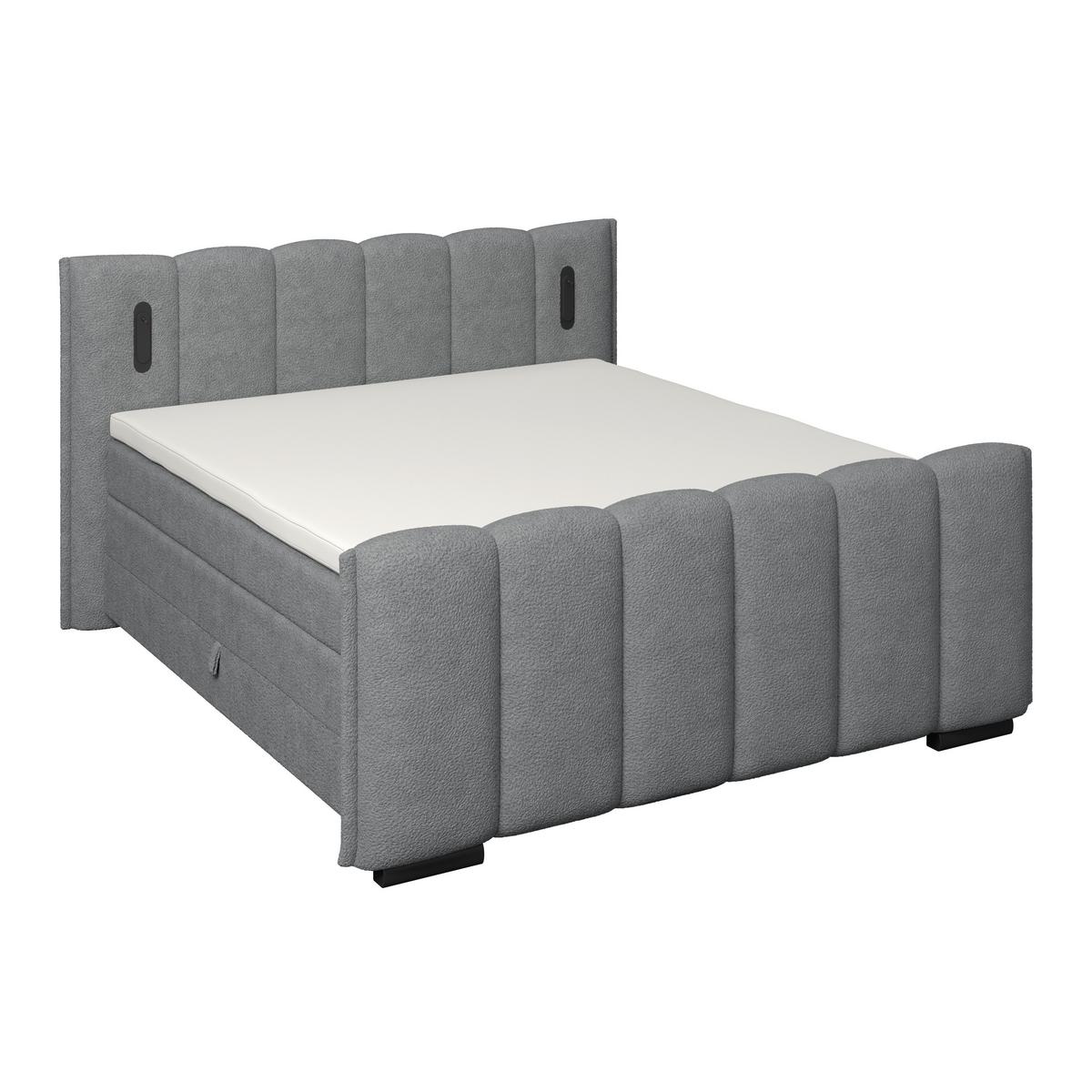 Boxspring Krevet Elysia - tamno siva/crna, Trend, drvni materijal/drvo (160/200cm) - Premium Living