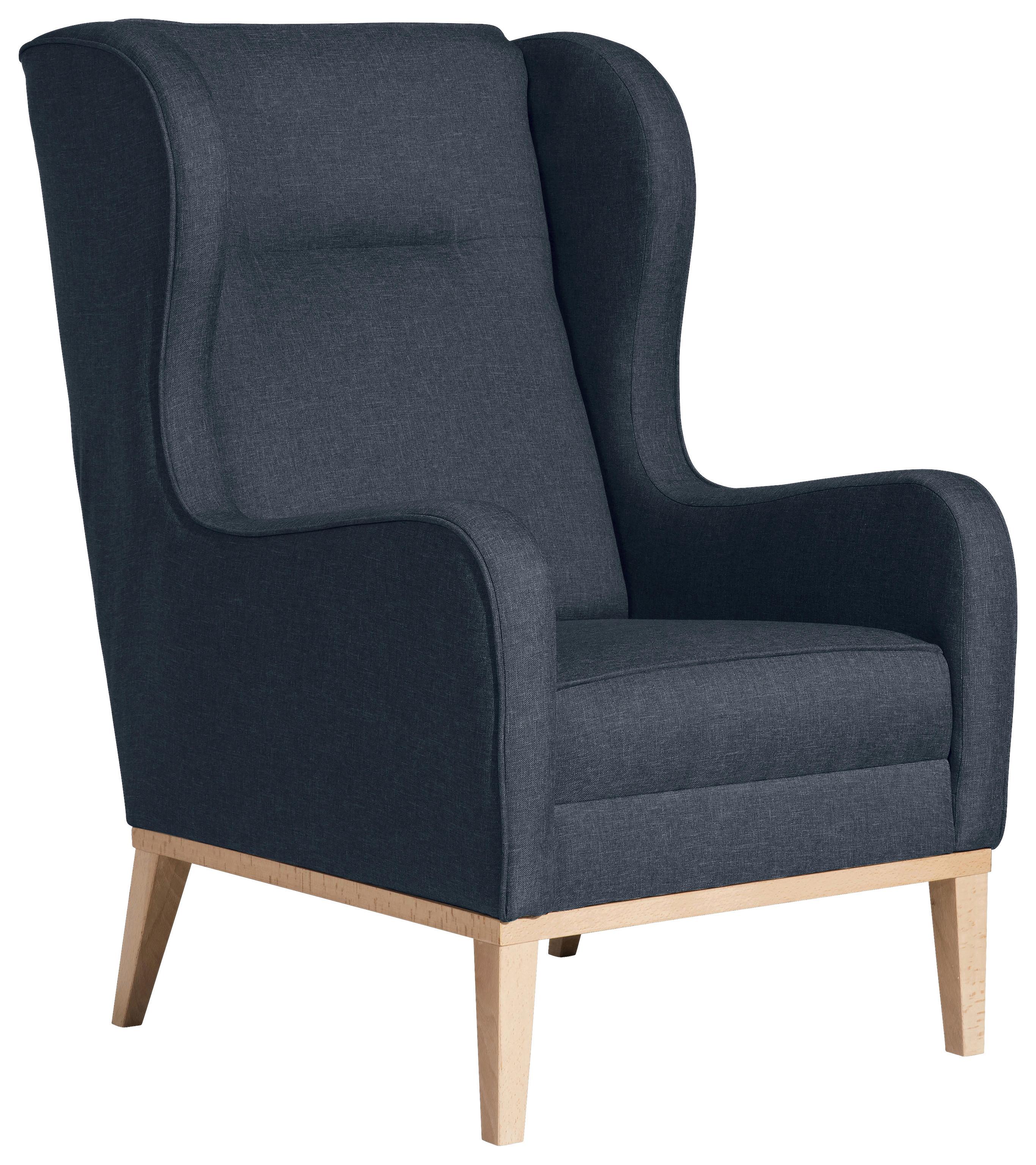 OHRENSESSEL ANGELO - Dunkelblau/Naturfarben, KONVENTIONELL, Holz/Textil (66/104/78cm) - Max Winzer