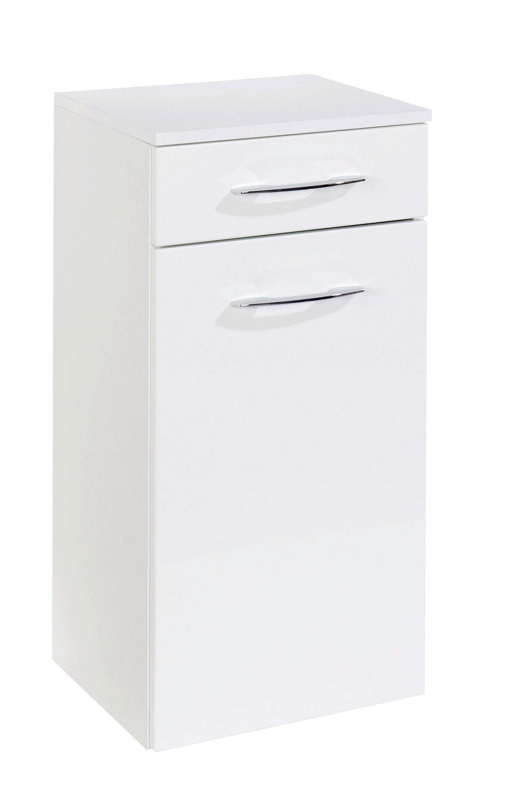 Unterschrank Florida in Weiß - Chromfarben/Weiß Hochglanz, MODERN, Holzwerkstoff/Metall (40/79/35cm)