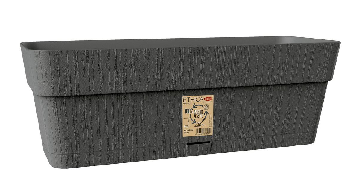 Virágláda Ethica - sötétszürke, Basics, műanyag (17/18/50cm)