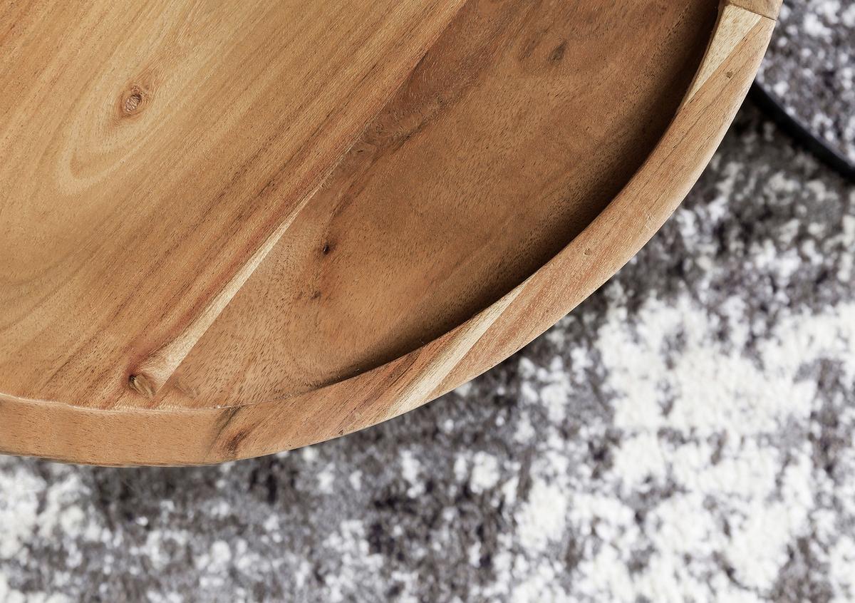 Beistelltischset "Akola", 2-er Set, aus Sheesham - Sheeshamfarben/Schwarz, Design, Holz/Metall (53/53/45cm) - MID.YOU
