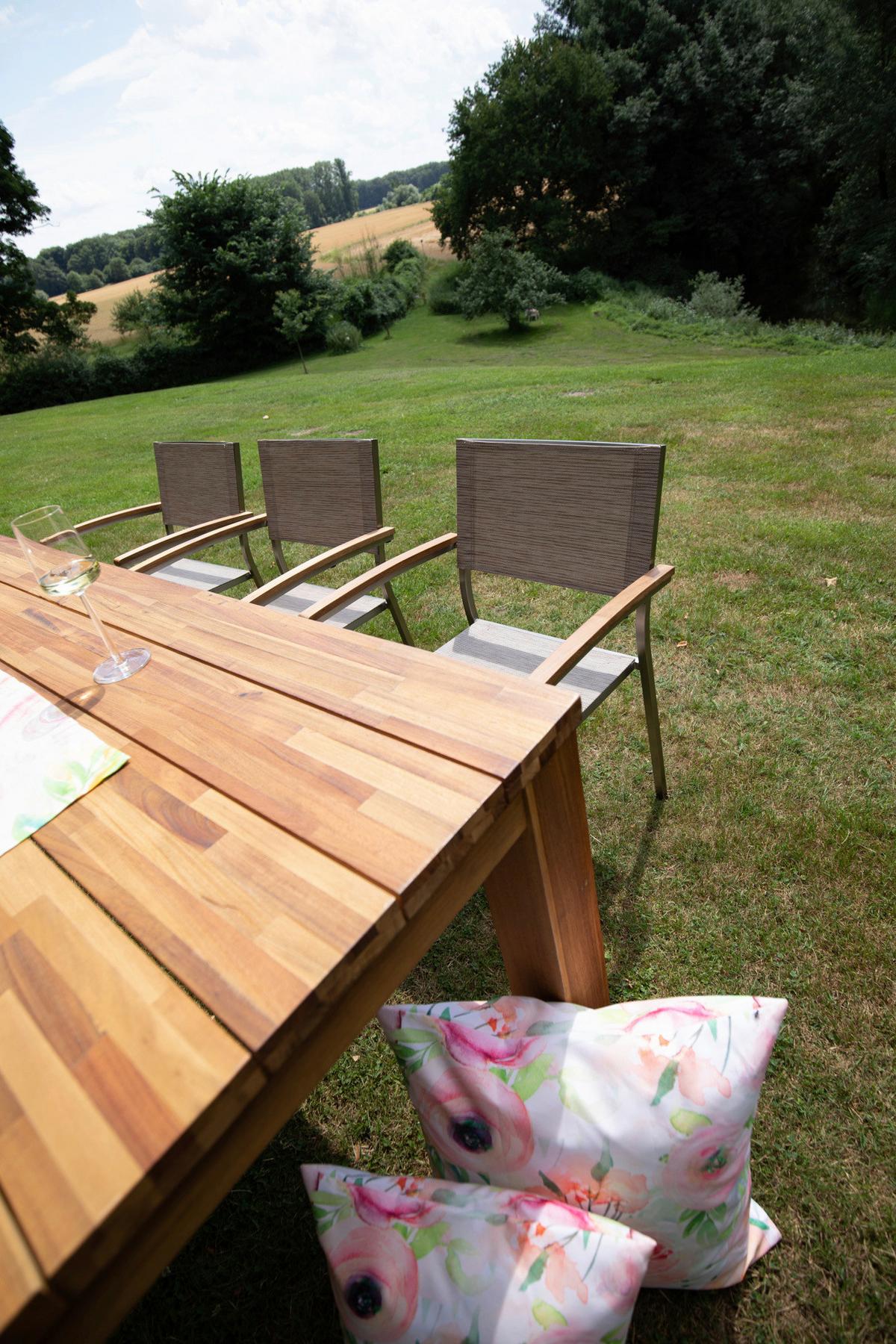 Vrtna Garnitura Skye, 7-Delni Set, Zložljivi Stoli - barva tikovine/antracit, Basics, kovina/tekstil (180/78/90cm) - Gardenson