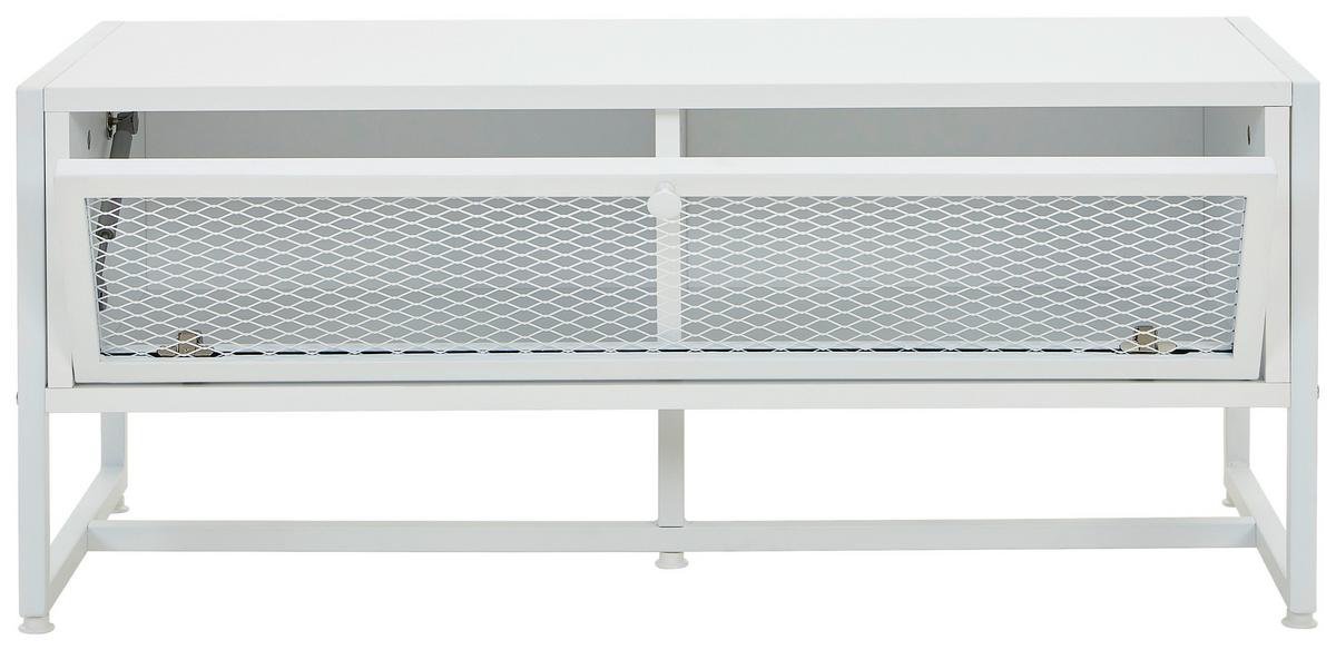 ŁAWKA Z PÓŁKĄ NA BUTY MELA - biały, Modern, metal/drewno (95/40/41cm) - P & B