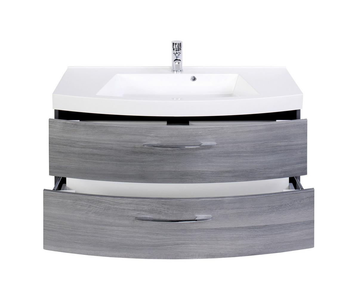Waschtischkombi Florida in Silbereichenfarben - Chromfarben/Graphitfarben, MODERN, Holzwerkstoff/Stein (120/59/50cm)