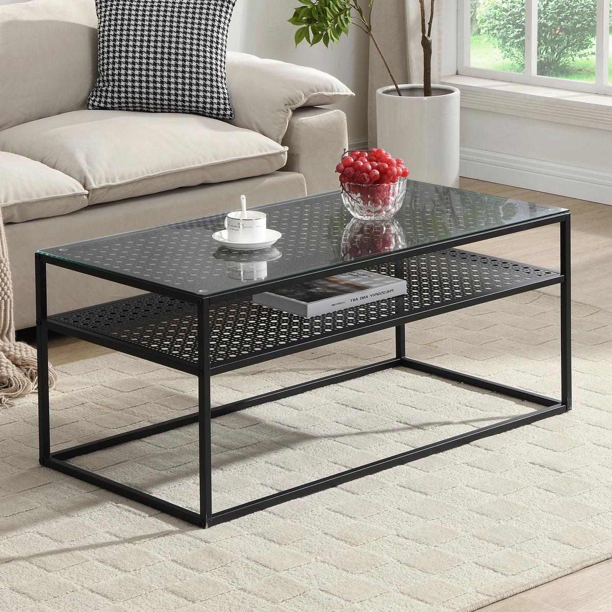 Couchtisch Wl7.327 - Schwarz, Design, Glas/Metall (100/50/45cm) - MID.YOU