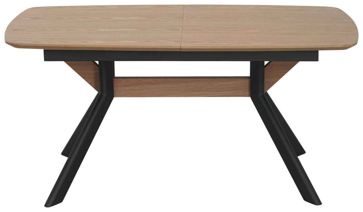 Raztegljiva Miza Riga, Naravna Barva, Črna, 160-200x95 - črna/naravne barve, Moderno, kovina/leseni material (160-200/95/76cm) - Livetastic