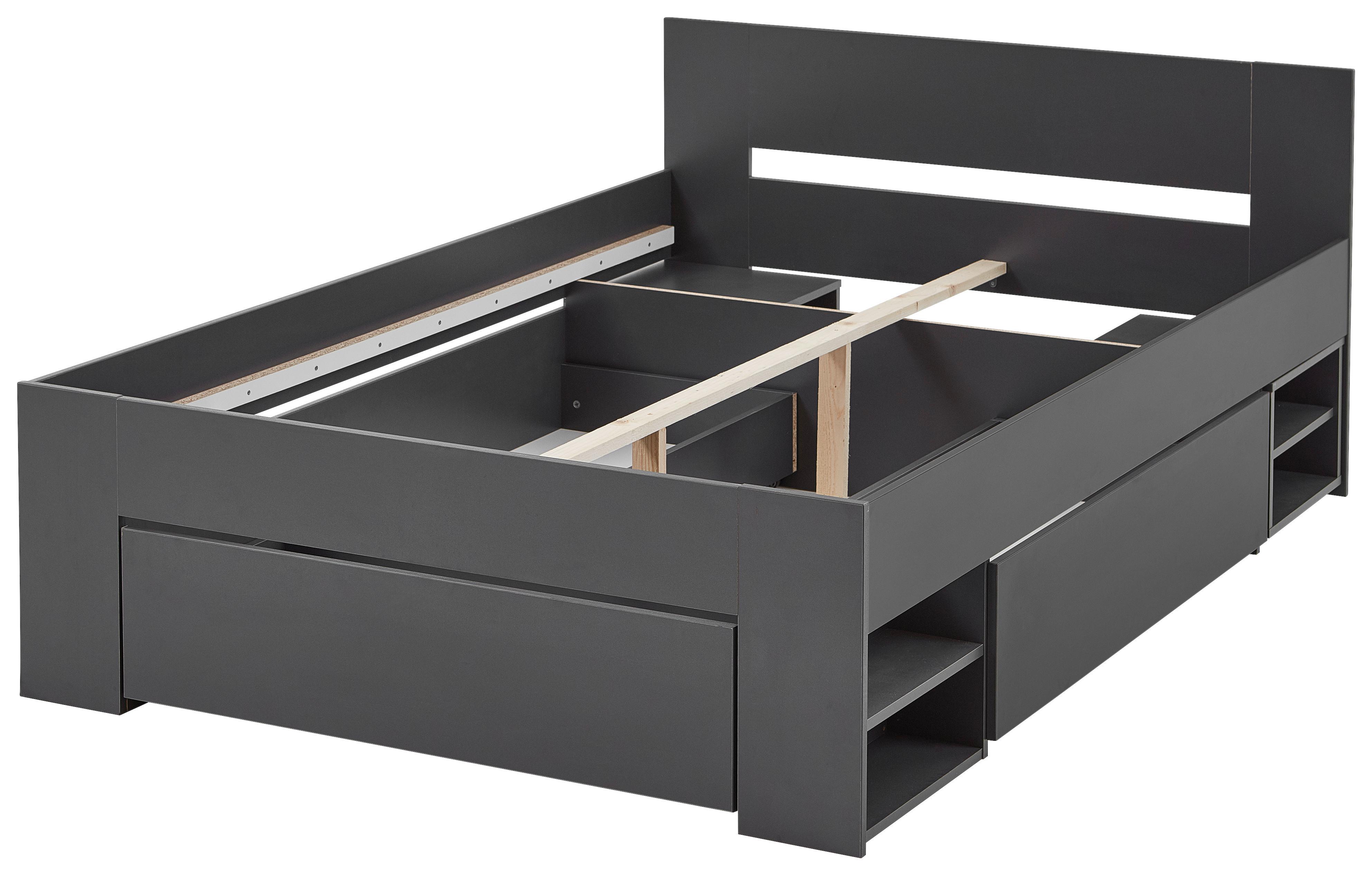 SÄNG AZURRO 2-120 - antracit, Modern, trämaterial (120/200cm) - Mömax