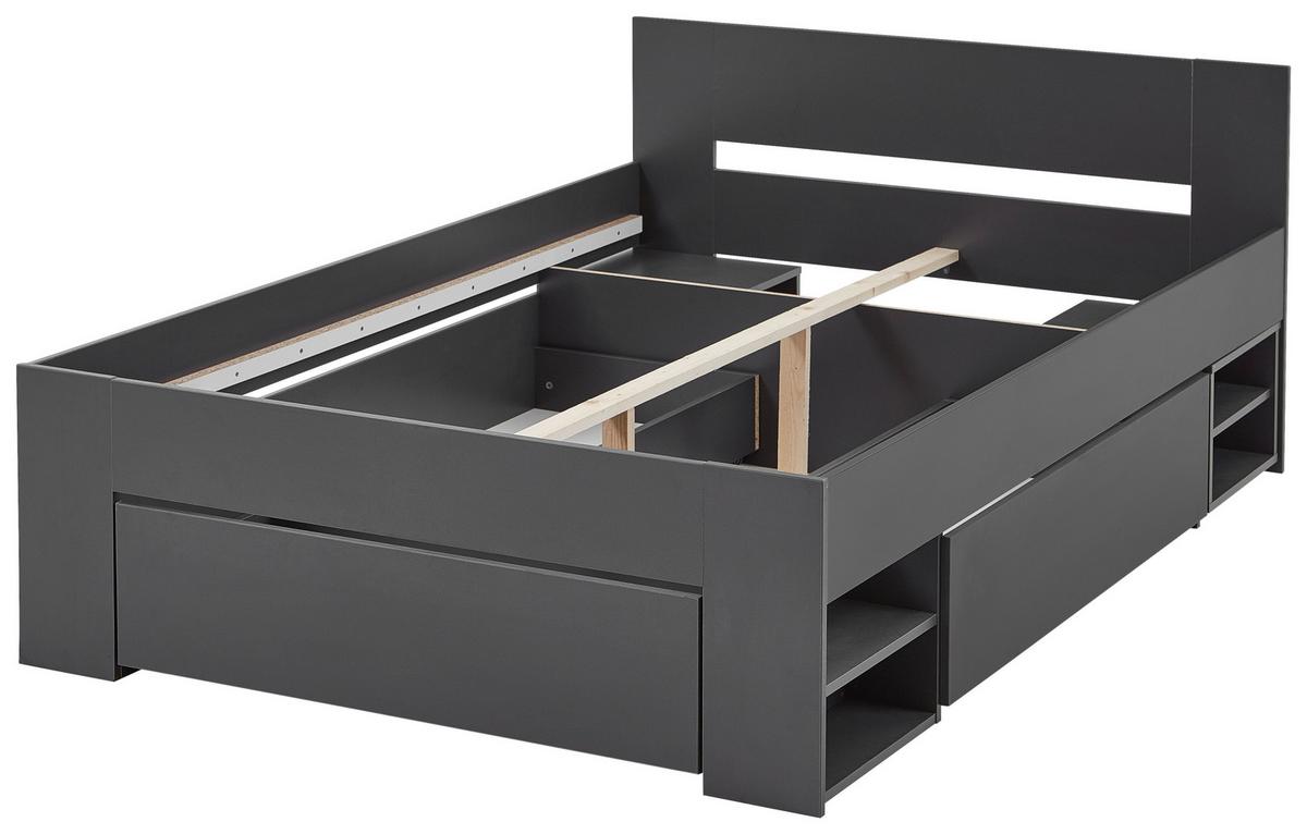 Bett Azurro 2-90 Anthrazit - Anthrazit, MODERN, Holzwerkstoff (120/200cm) - Mömax
