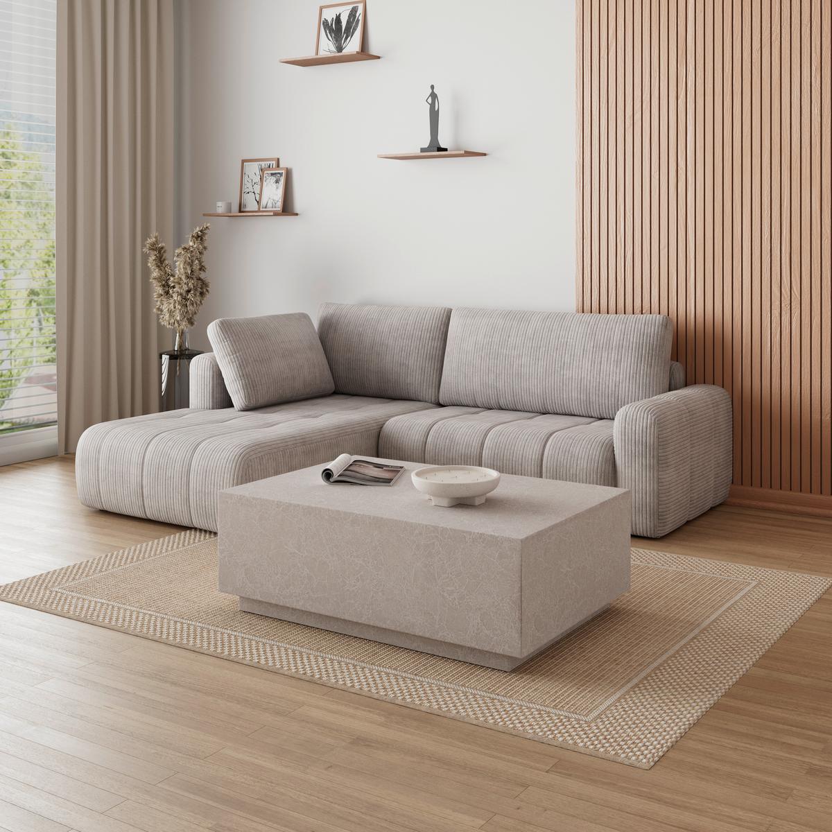 Sarokkanapé Ágyfunkcióval Gia - világosszürke, Modern, textil/fa (261/94/197cm) - Bessagi Home