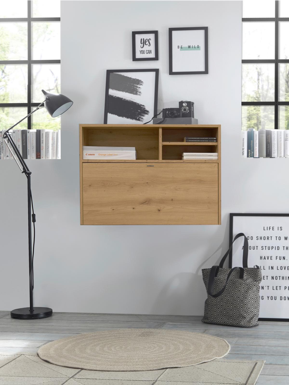 Raft pentru masa de birou Mister Office - culoare lemn stejar, Modern, material pe bază de lemn (80/58/25cm) - Modern Living
