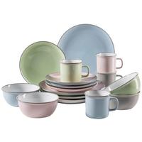 Kombiservice Maila aus Steinzeug, 16-teilig - Hellrosa/Hellgrau, Basics, Keramik - Mäser