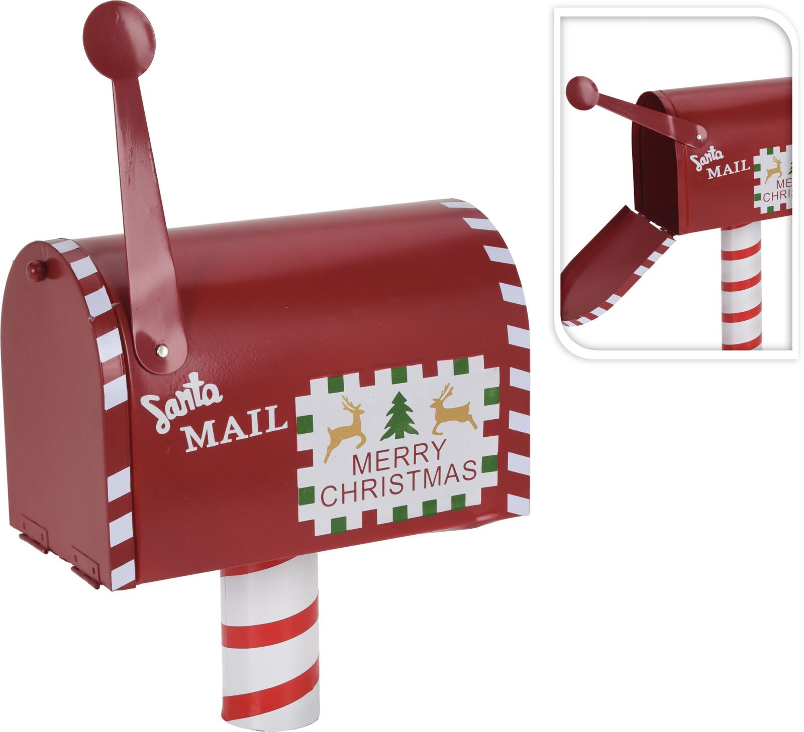 Dekor Postaláda Santa - Piros/Fehér, Fém (26,5/15/23cm)
