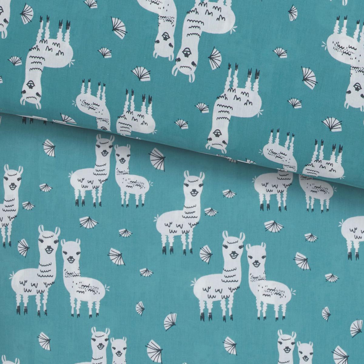 BETTWÄSCHESET LAMA - Türkis/Weiss, Konventionell, Textil (160/210cm) - Modern Living