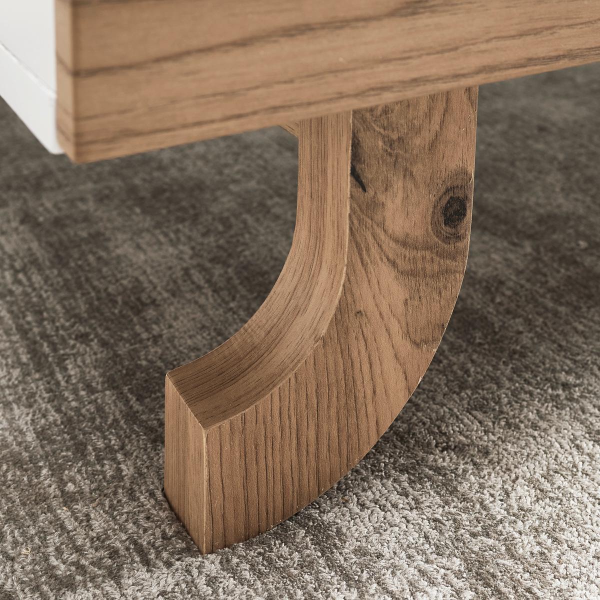 Couchtisch Holz, "Vira" Massiv, Kiefer, ca. 110x66 cm - Weiss/Kieferfarben, Modern, Holz (110/38/66cm) - Bessagi Home