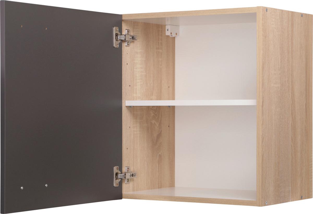 Kuhinjska Zgornja Omarica Merle, Barva Hrasta, Siva - srebrne barve/siva, Basics, kovina/leseni material (50/56,1/34,6cm) - Respekta