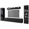 Wohnwand Vera 4-tlg. ca. 240x130 cm Schwarz - Schwarz/Graphitfarben, Design, Glas/Holzwerkstoff (240/130/33cm) - Livetastic