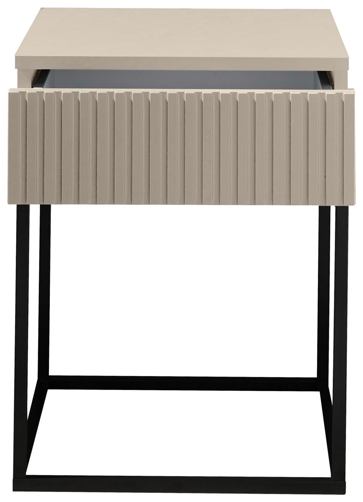 SZAFKA NOCNA MARLE - kaszmir/czarny, Modern, materiał drewnopochodny/metal (40/51,7/38,5cm) - Livetastic