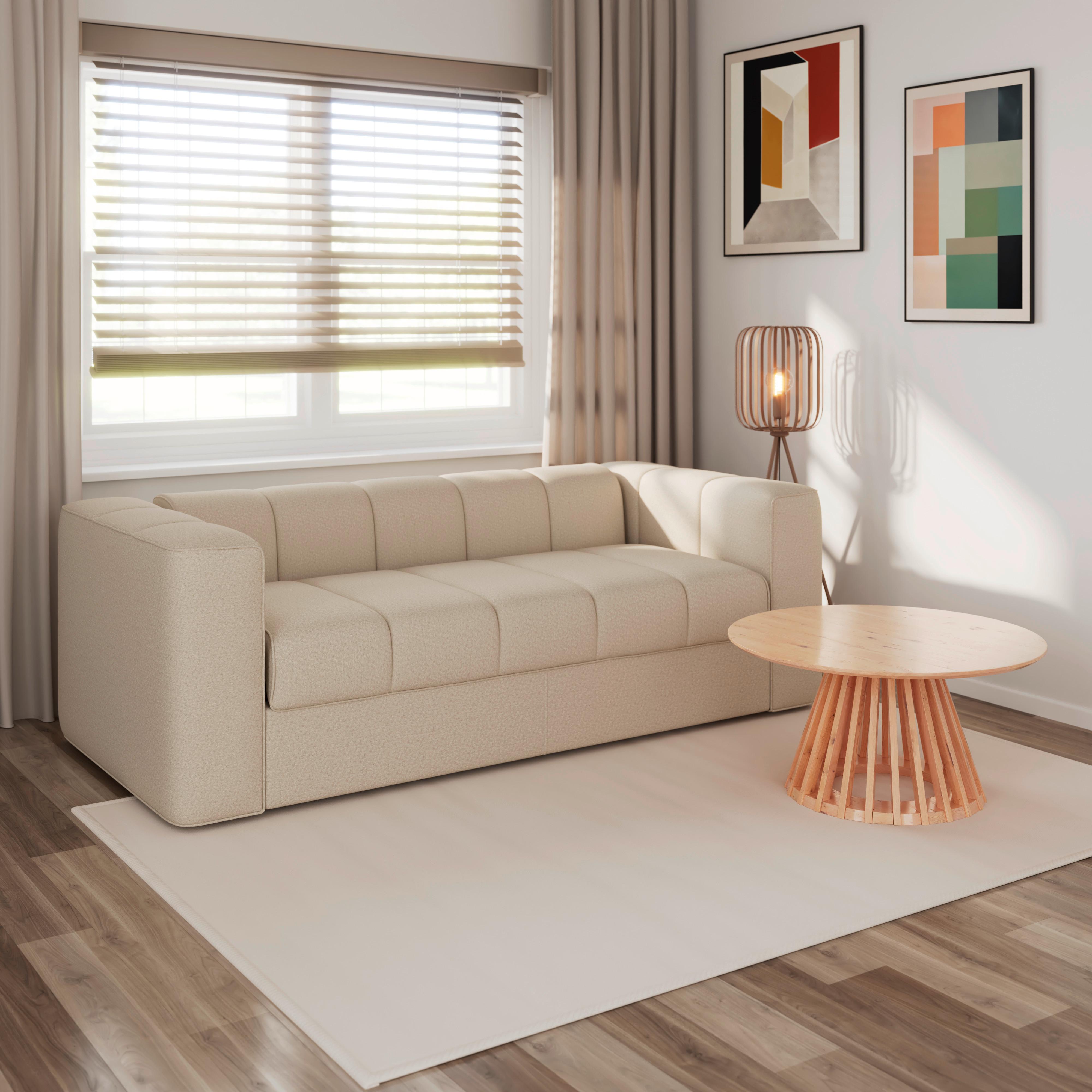 Schlafsofa Miranda Bouclé Beige - Beige/Schwarz, MODERN, Holz/Holzwerkstoff (207/71/98cm) - Bessagi Home