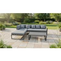 KOMPLET MEBLI TARASOWYCH AMORE - antracytowy/szary, Modern, metal/tkanina (180/248cm) - Ambia Garden