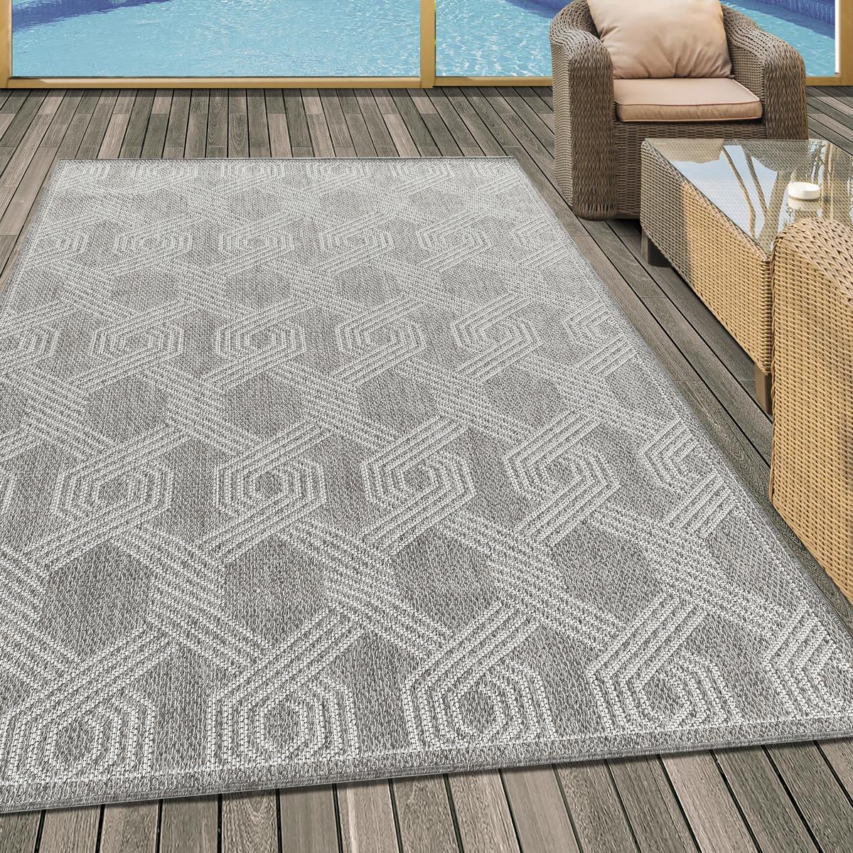 Flachwebteppich Aruba Grau ca. 240x340cm - Grau, Design, Textil (240/340cm) - Novel