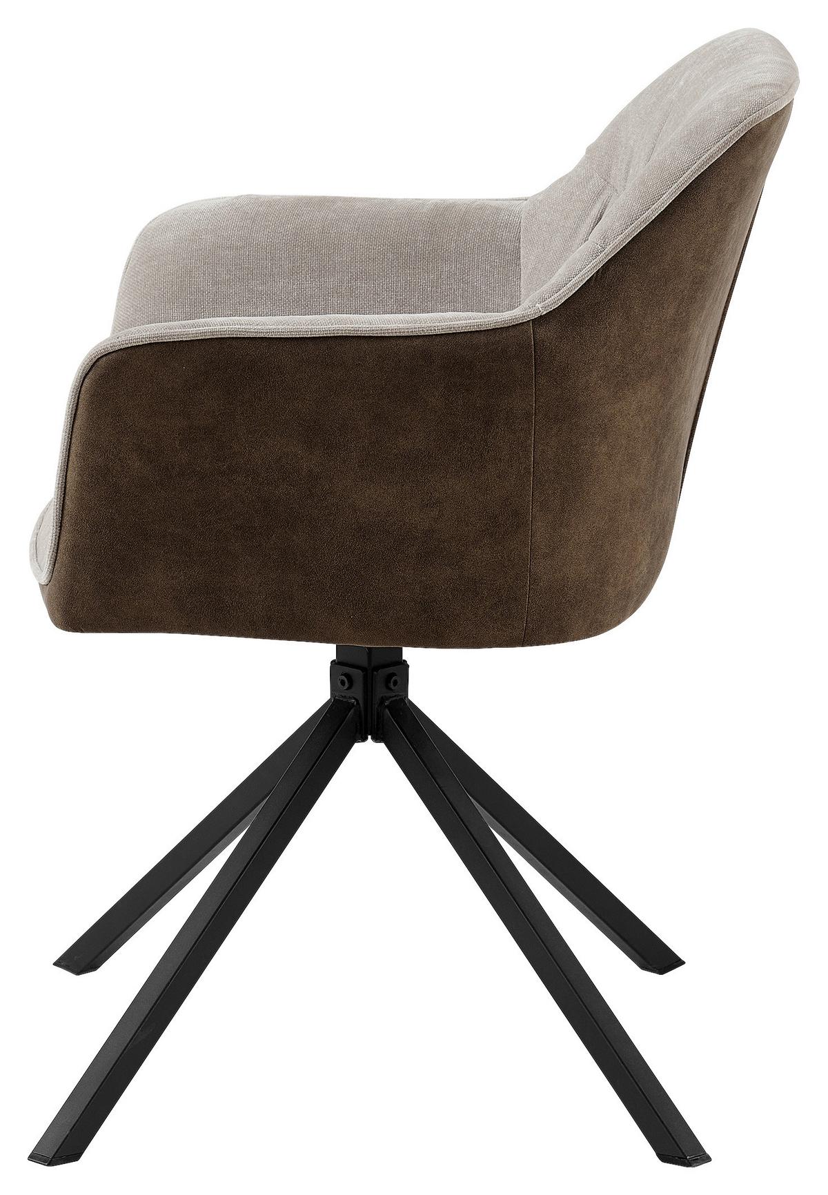 KRZESŁO Z PODŁOKIETNIKAMI PATTI - beżowy/czarny, Modern, metal/tkanina (58/81/60,5cm) - Mömax