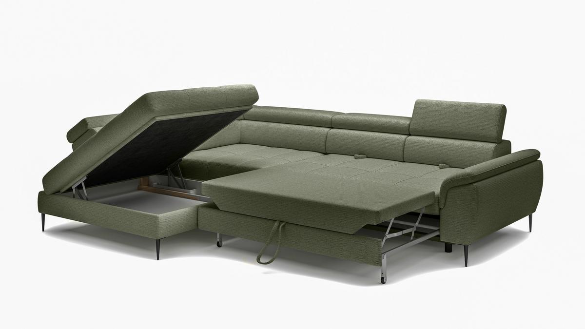 Coltar EMPOLI L - măsliniu, Modern, textil/material pe bază de lemn (218x290/76,5-93,5/111cm) - Modern Living